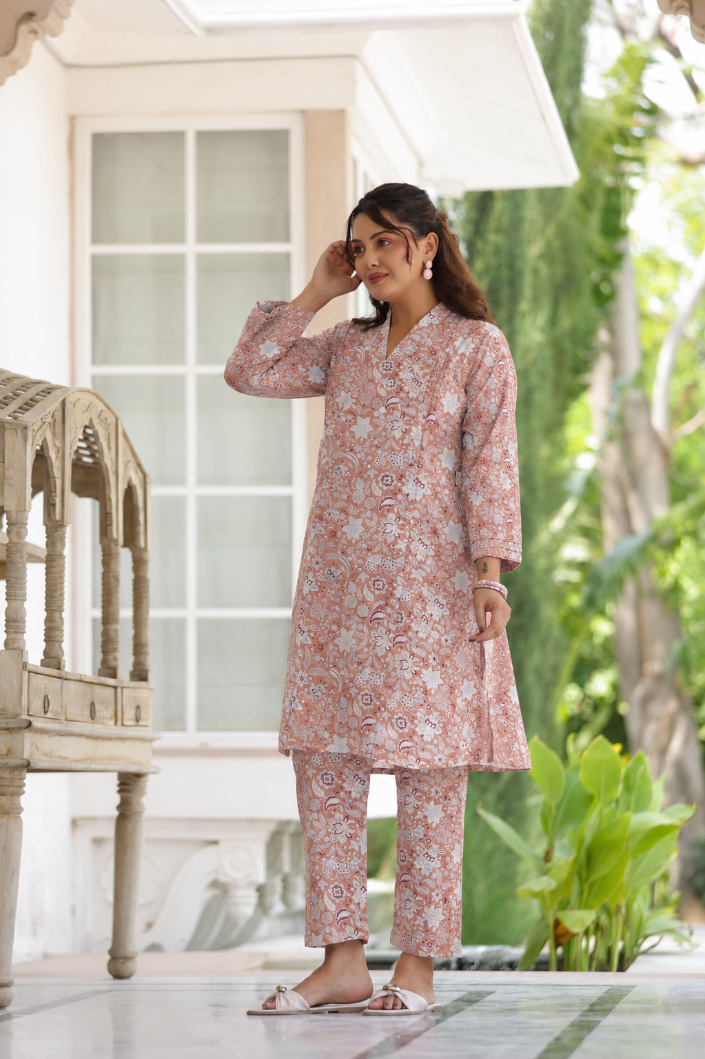 Vintage Petals Cotton Maternity - Nursing Co-ord Set