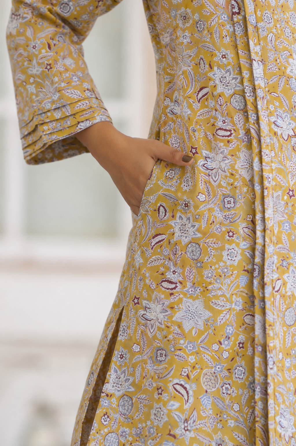 Golden Petals Cotton Maternity - Nursing Co-ord Set