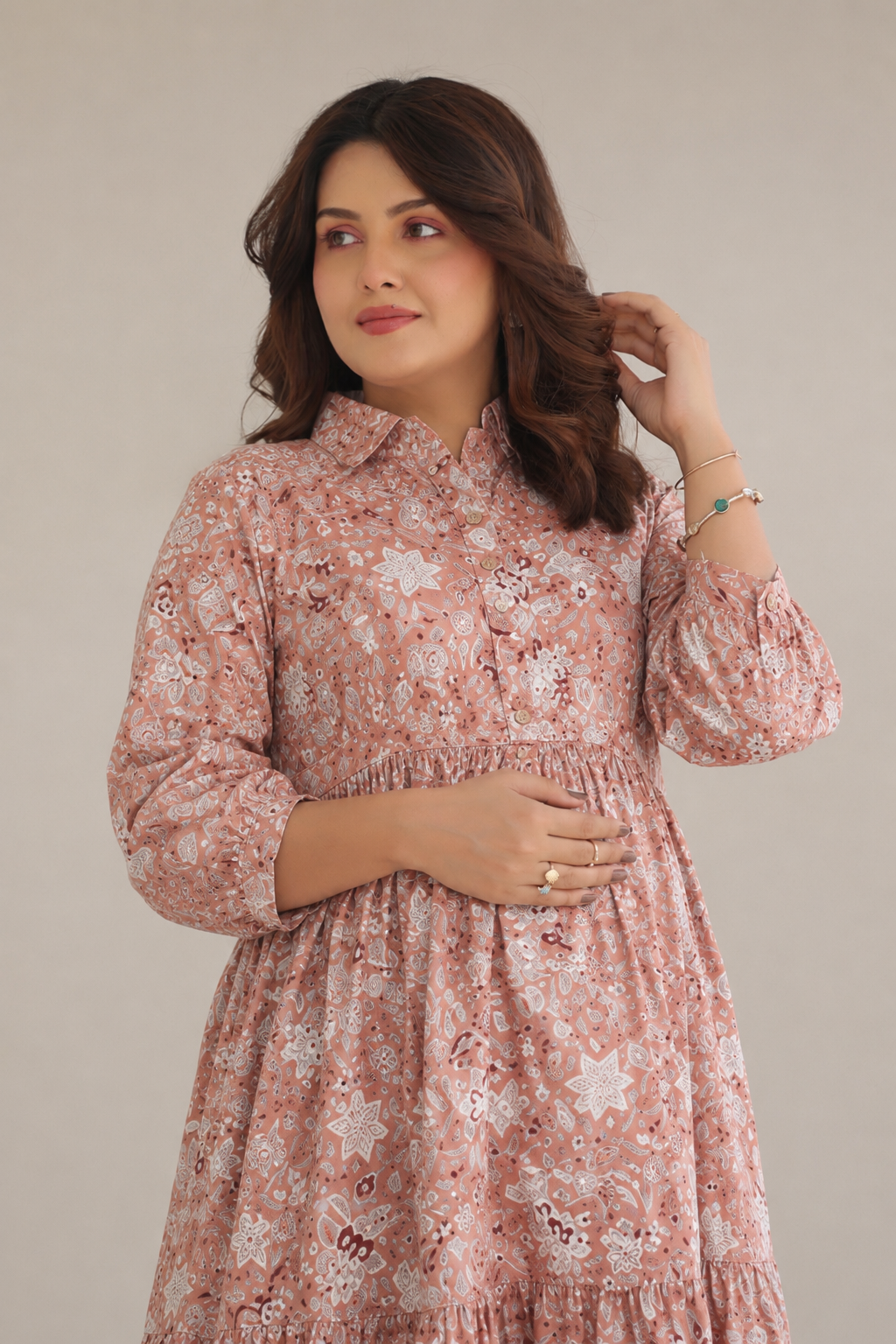Rustic Petals Cotton Maternity - Nursing Dress