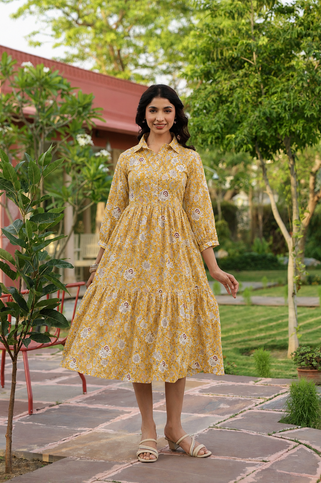 Wildflower Gold Cotton Dress