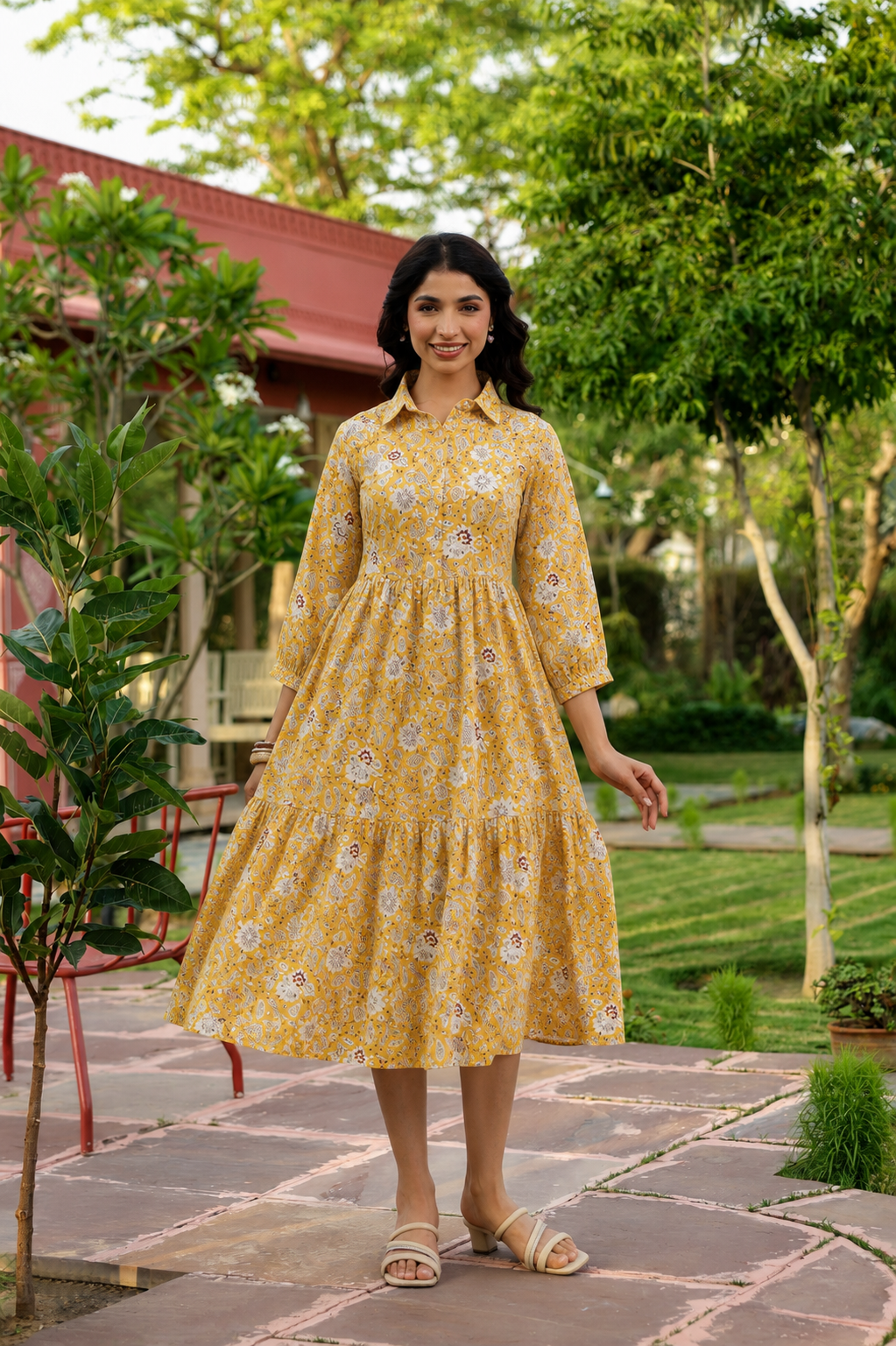 Wildflower Gold Cotton Dress