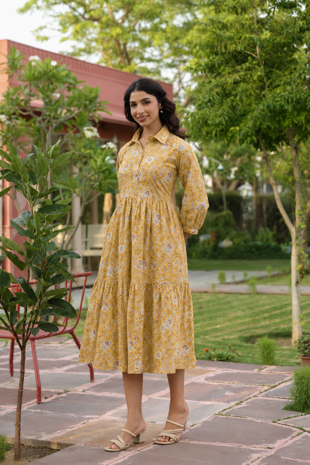 Wildflower Gold Cotton Dress