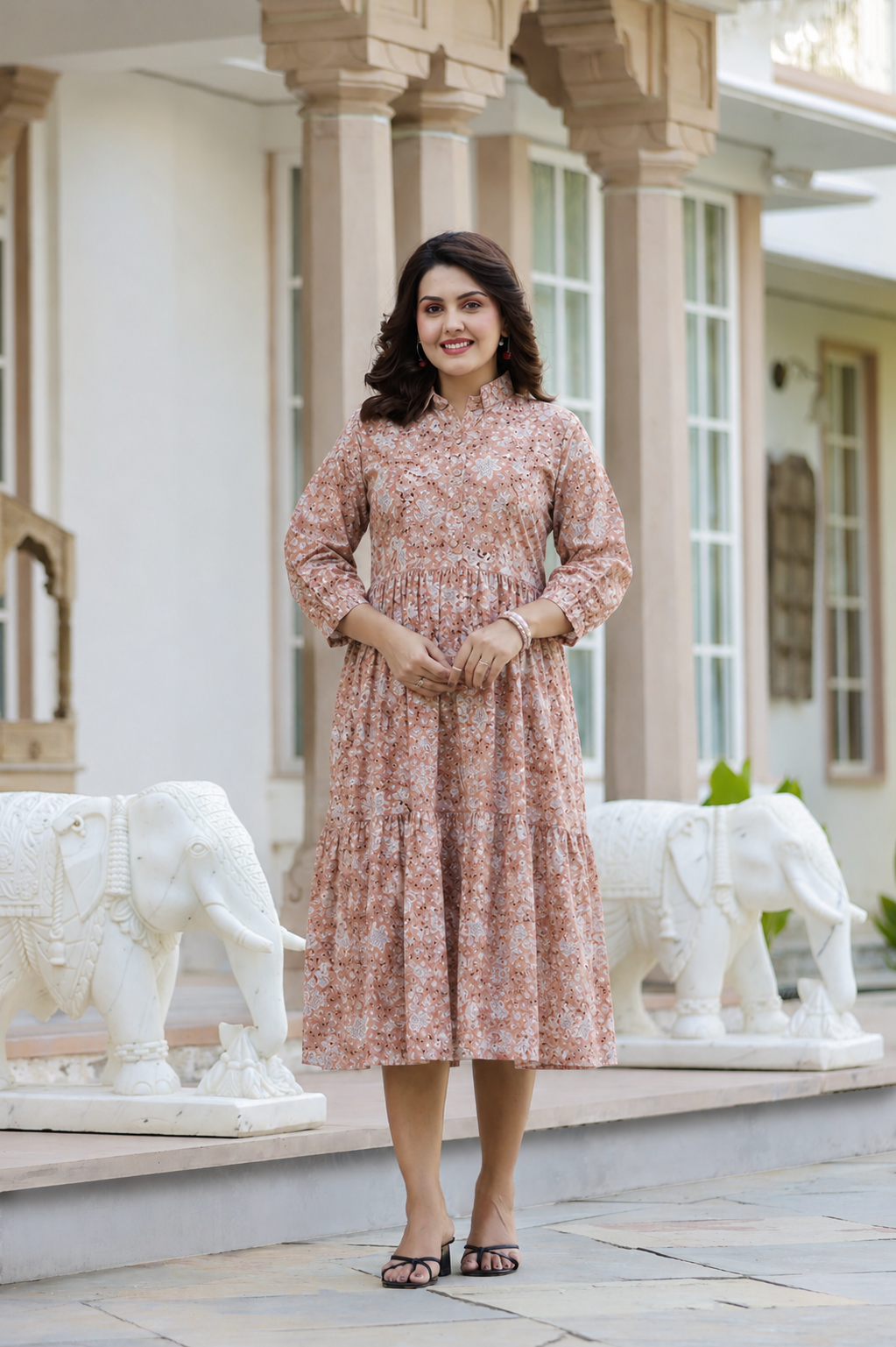 Rustic Petals Cotton Dress
