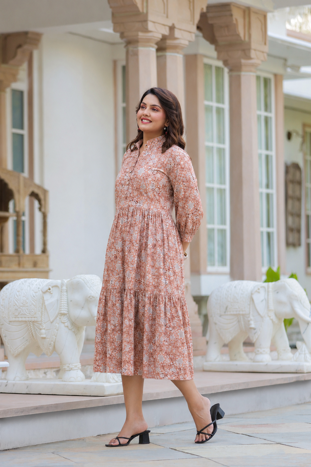 Rustic Petals Cotton Dress