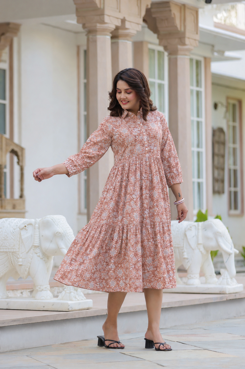 Rustic Petals Cotton Dress