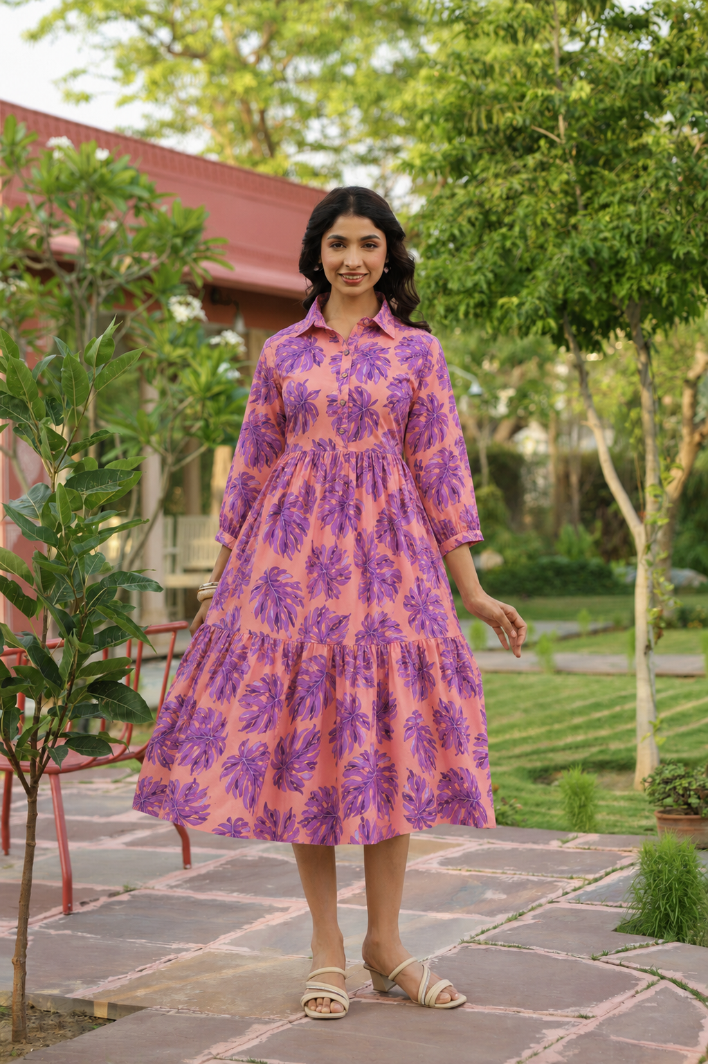 Twilight Bloom Cotton Dress
