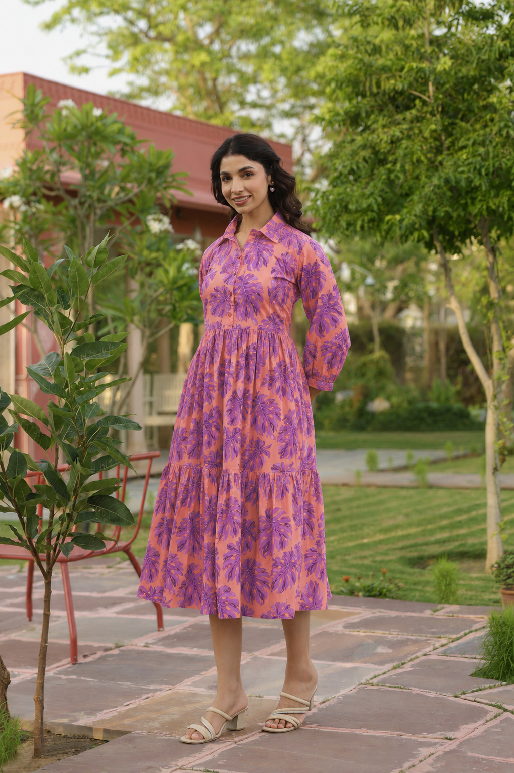 Twilight Bloom Cotton Dress