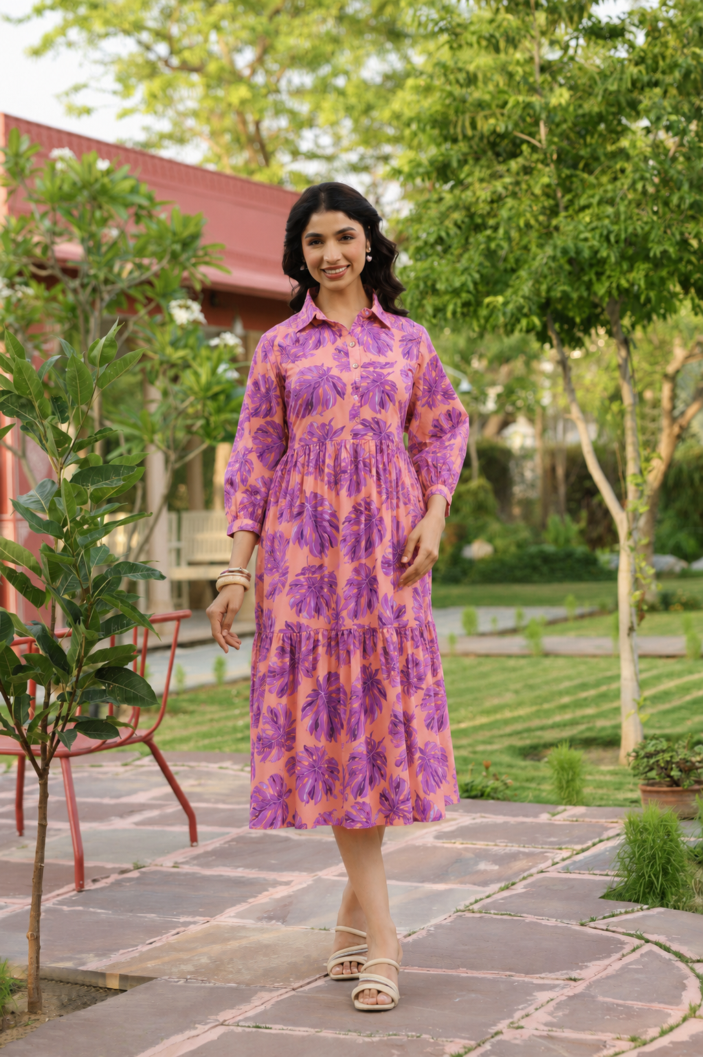 Twilight Bloom Cotton Dress