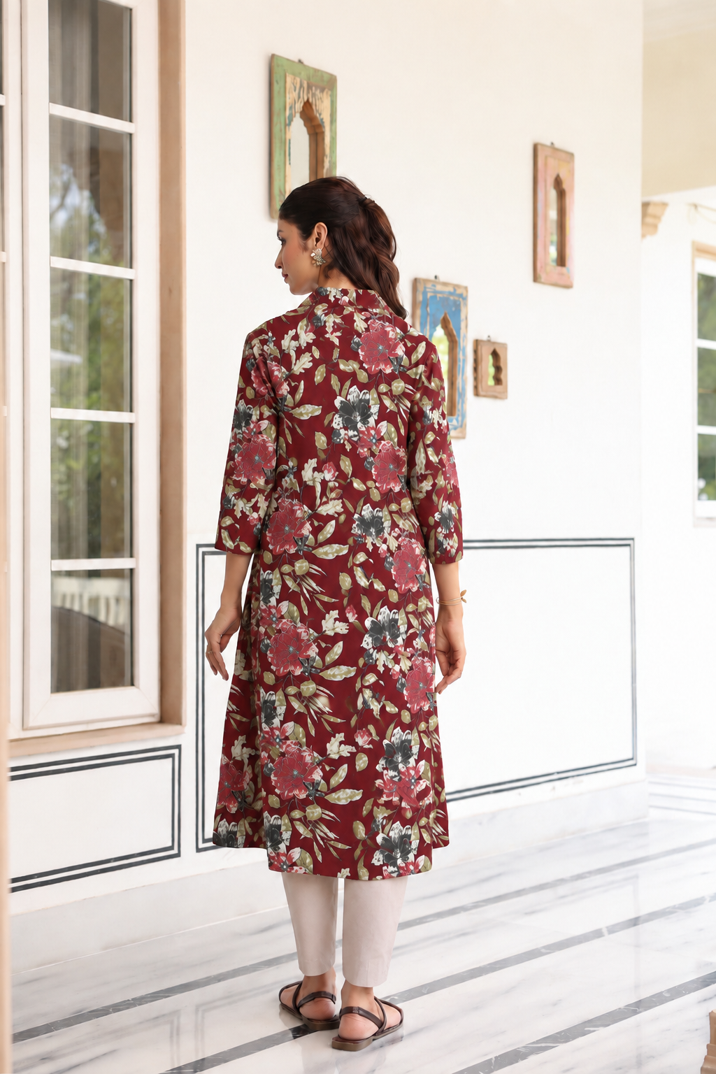 Mulberry Bloom Cotton Maternity - Nursing Kurti