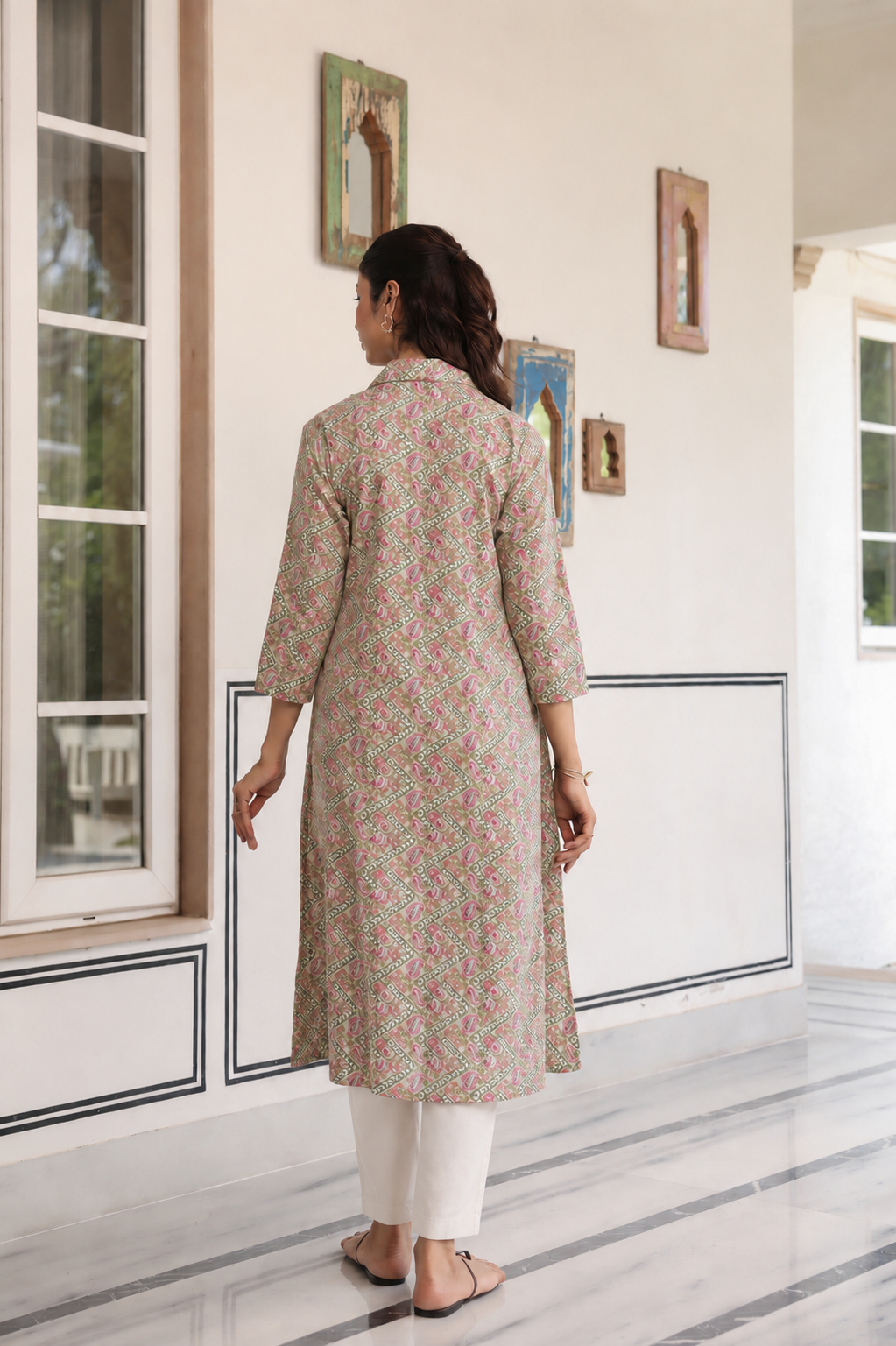 Roseleaf Paisley Cotton Maternity - Nursing Kurti