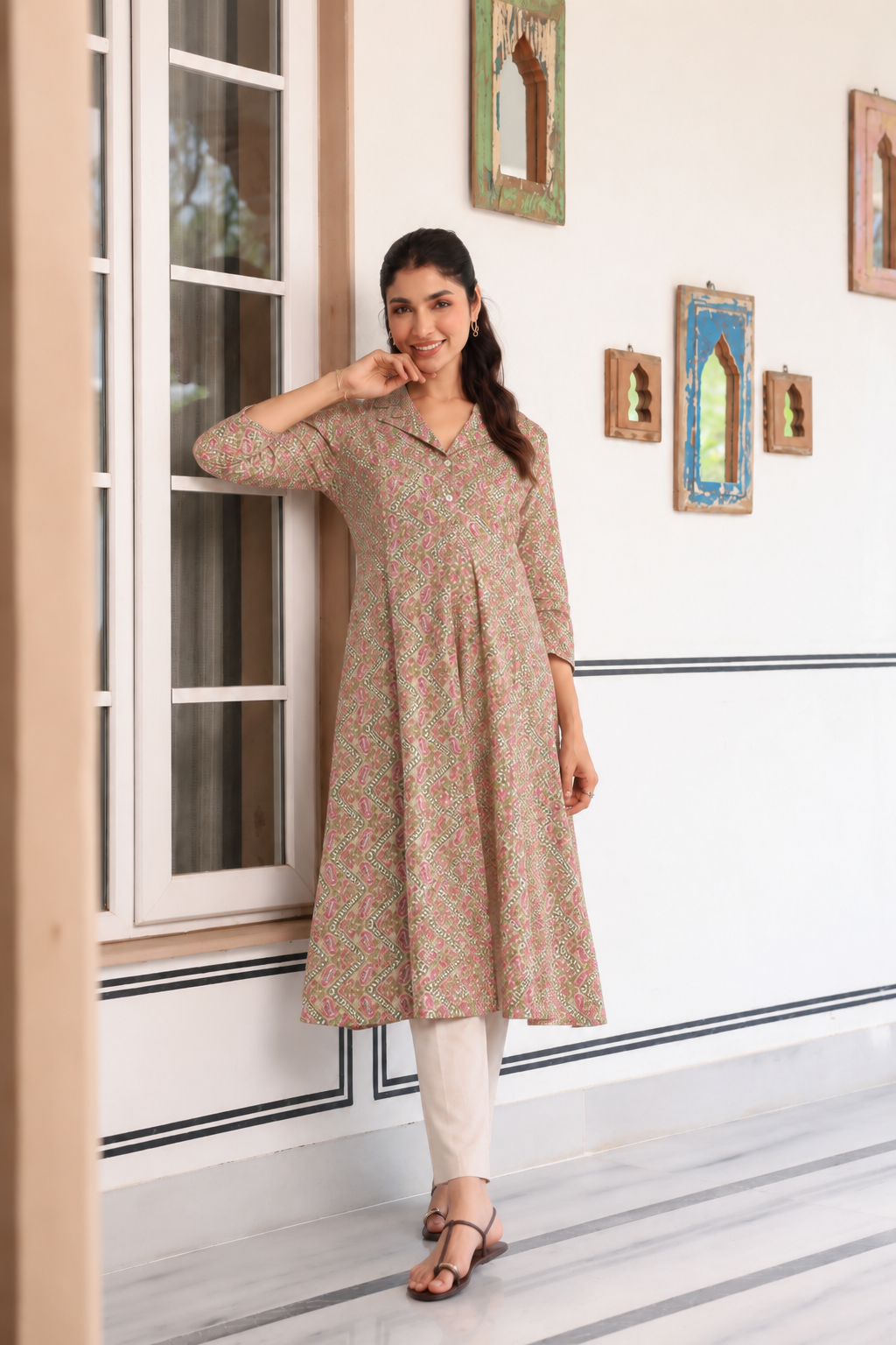 Roseleaf Paisley Cotton Maternity - Nursing Kurti