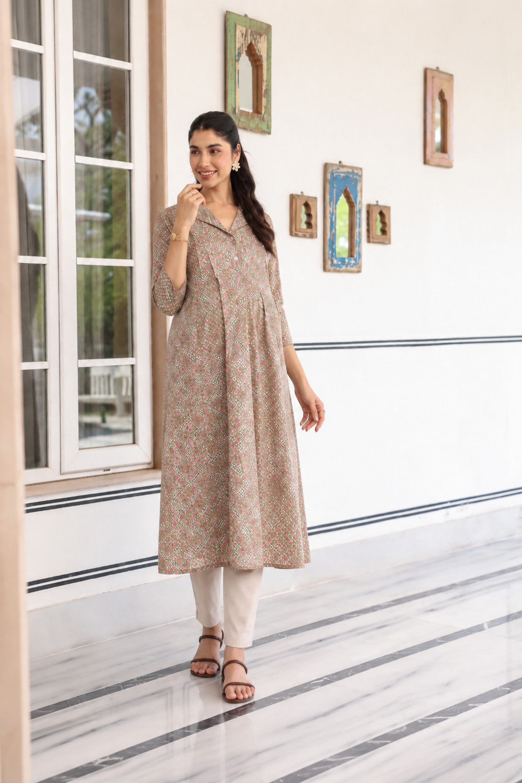 Roseleaf Paisley Cotton Maternity - Nursing Kurti