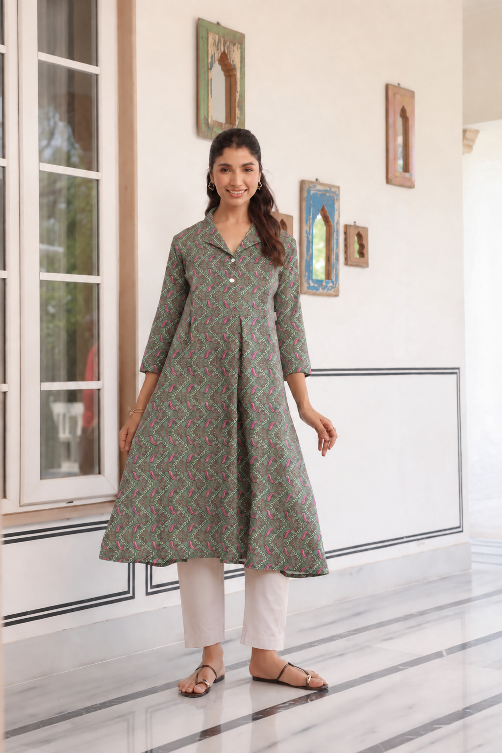 Paisley Mehfil Cotton Maternity - Nursing Kurti