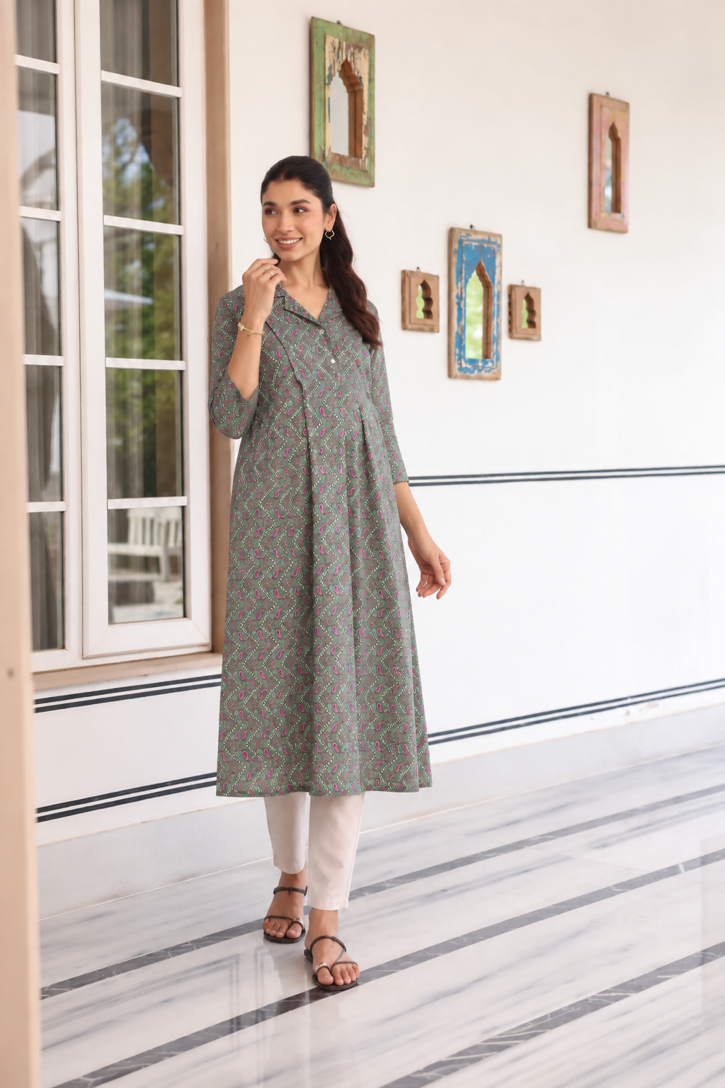 Paisley Mehfil Cotton Maternity - Nursing Kurti