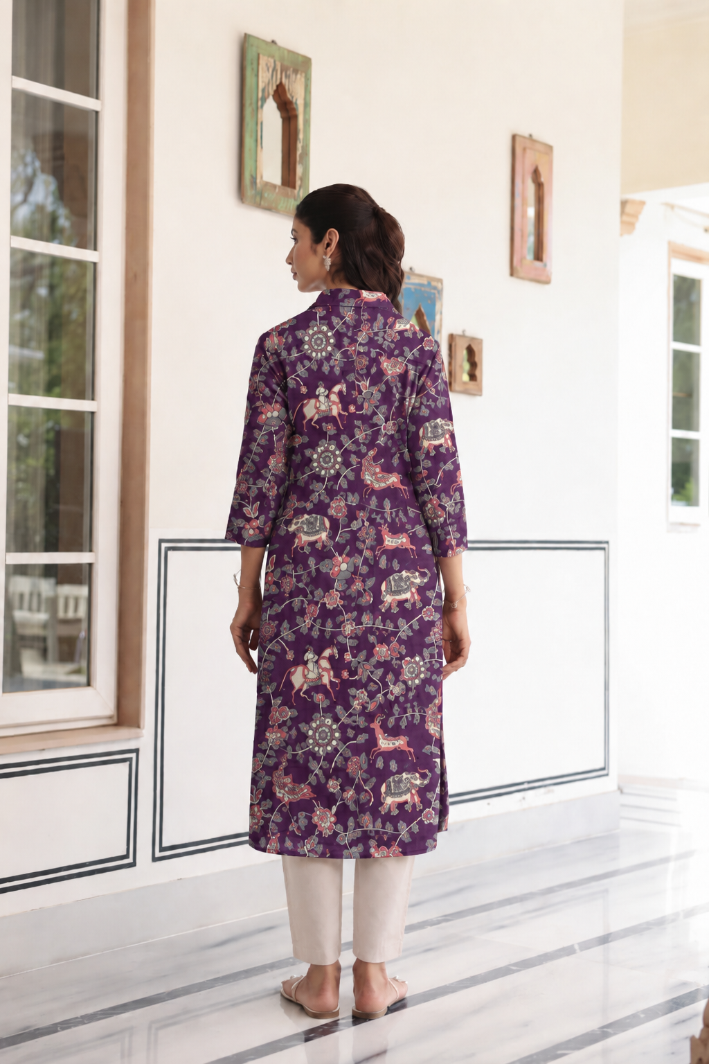 Purple Jungle Story Cotton Maternity - Nursing Kurti