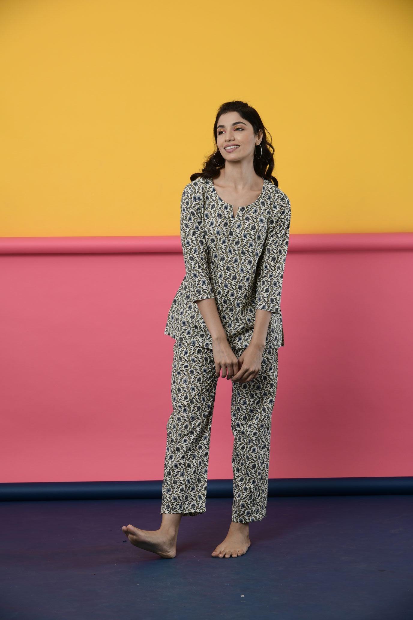 Ivory Jaal Cotton Loungewear Set