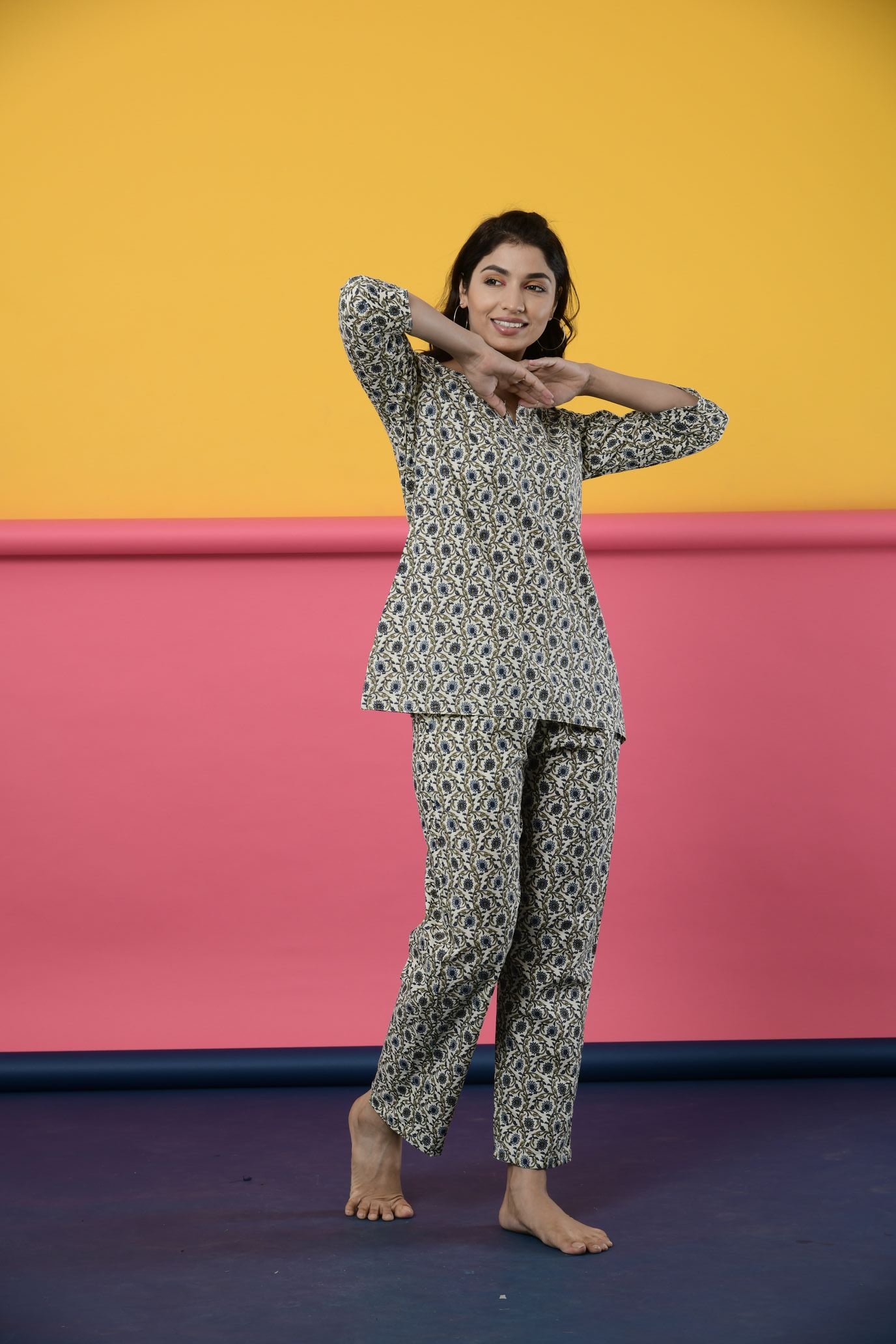 Ivory Jaal Cotton Loungewear Set