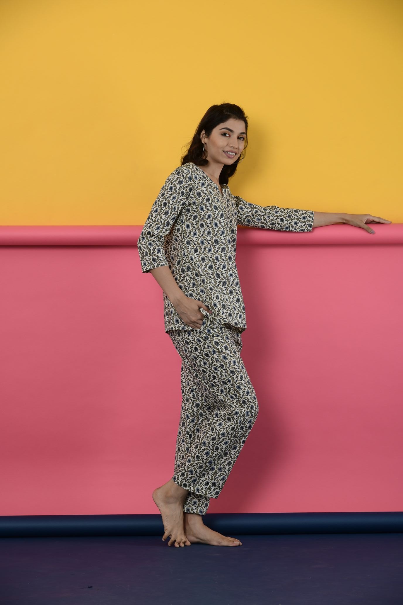 Ivory Jaal Cotton Loungewear Set