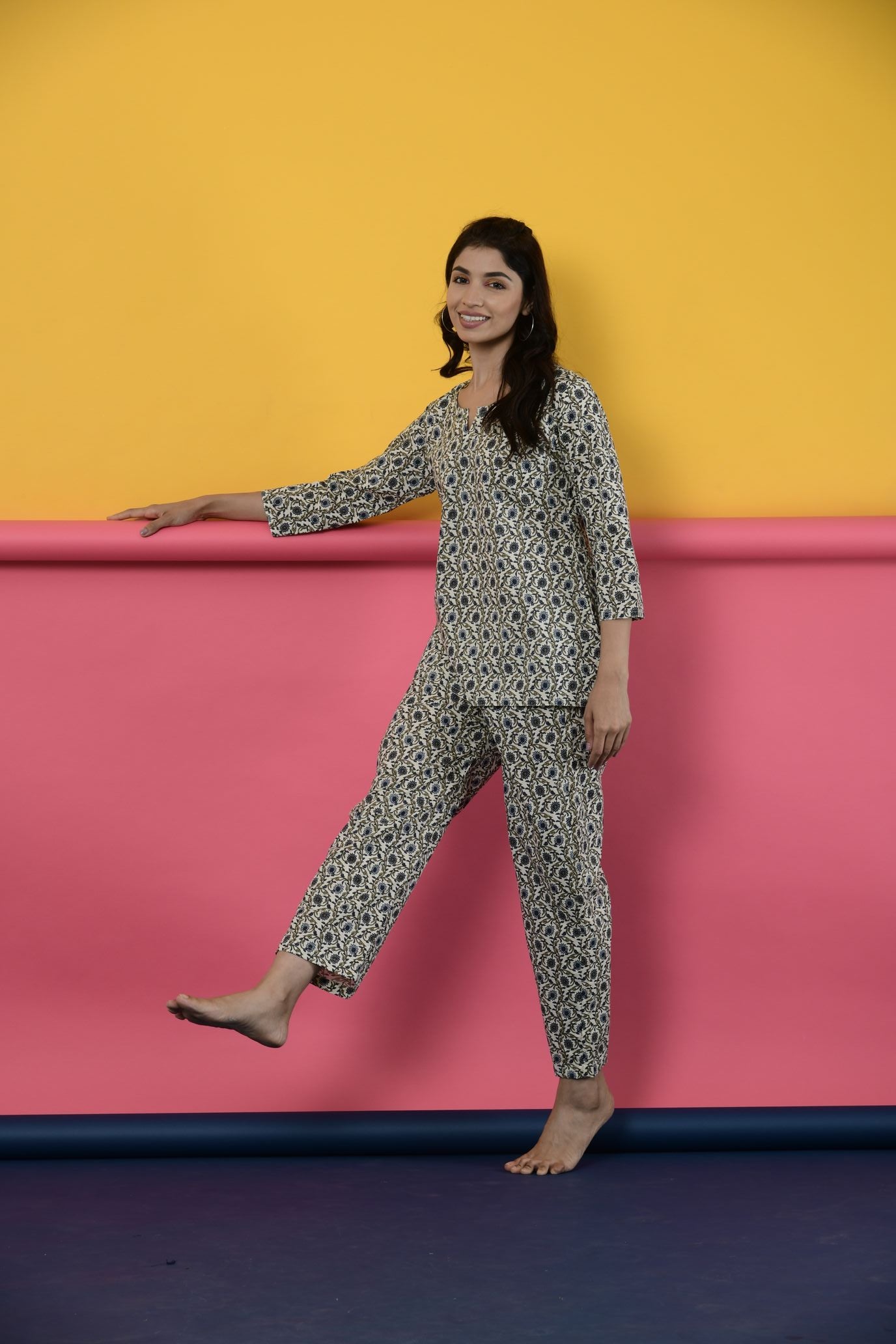 Ivory Jaal Cotton Loungewear Set