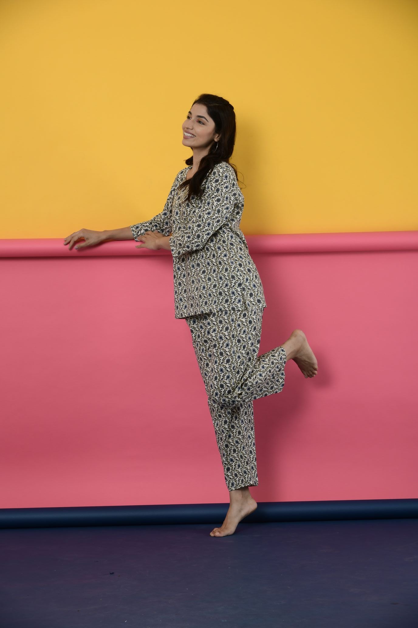 Ivory Jaal Cotton Loungewear Set
