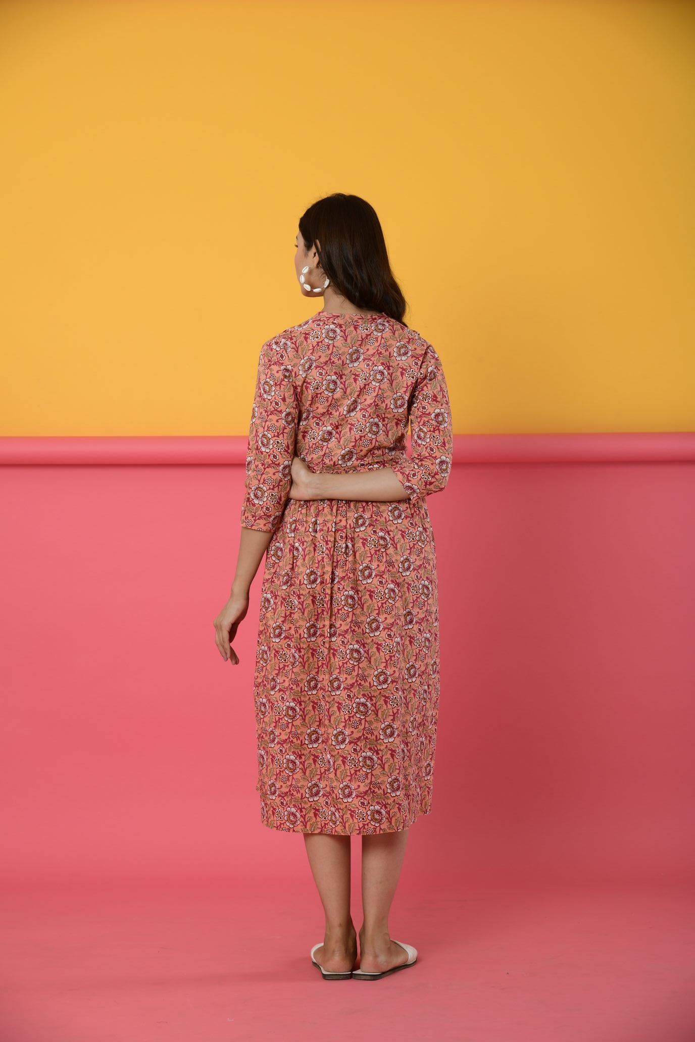 Light Salmon Cotton Maternity - Nursing Dress