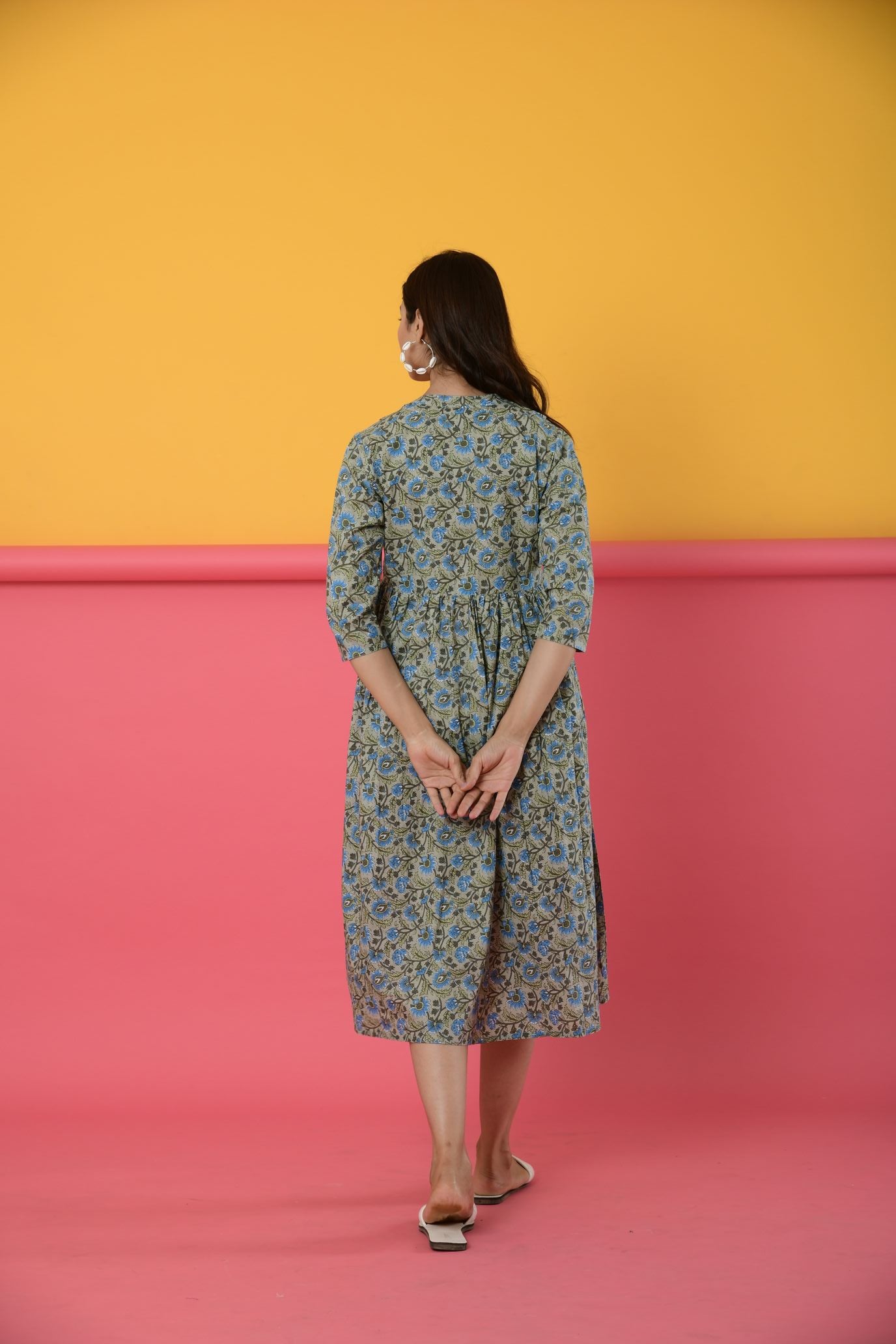 Ash Grey Cotton Maternity - Nursing Dress