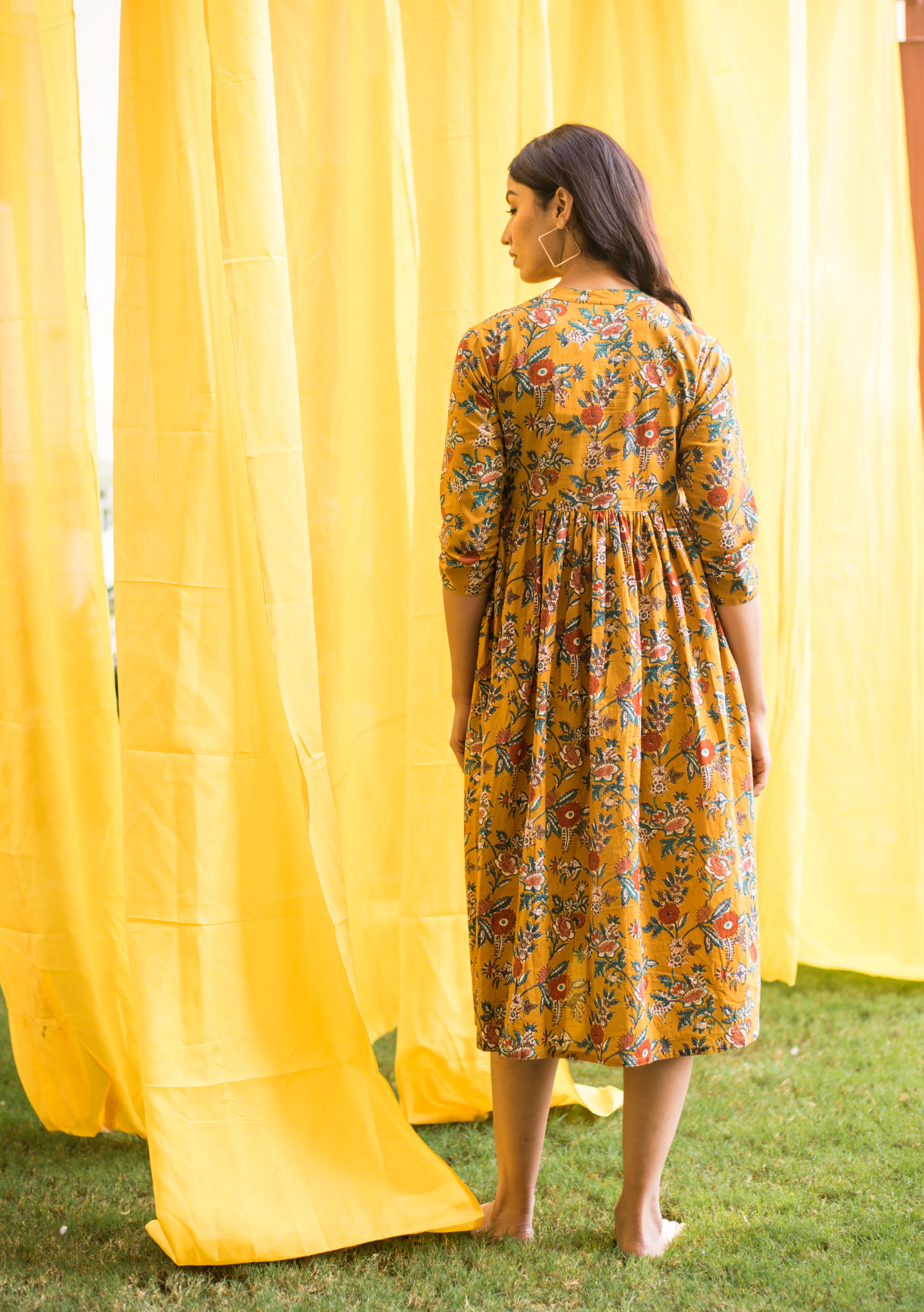 Goldenrod Jaal Cotton Maternity - Nursing Dress