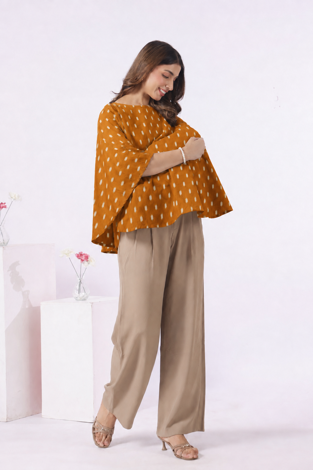 Mustard Loom Print Cotton Nursing Cover (One-Size)