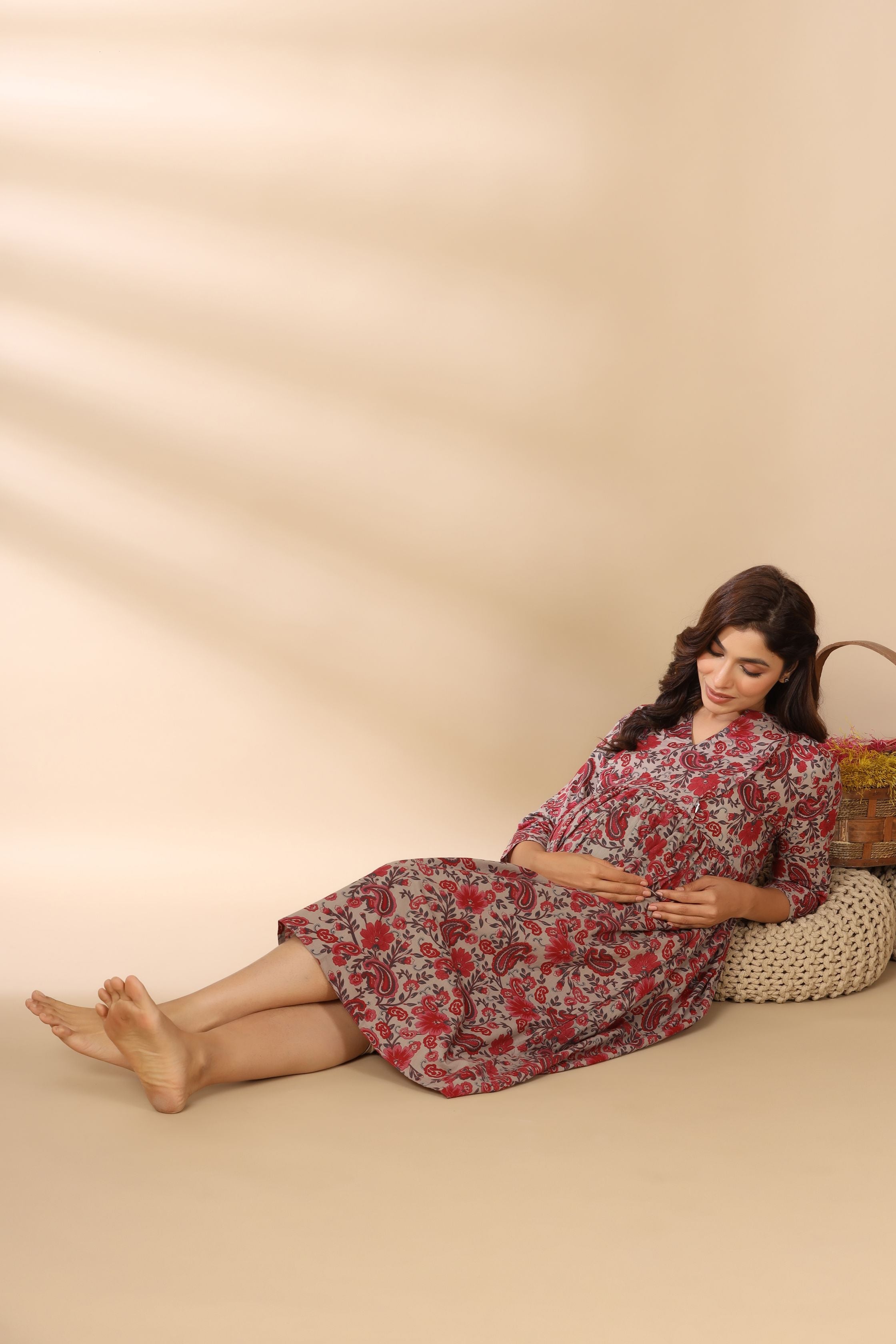 Wild Orchid Cotton Maternity - Nursing Dress