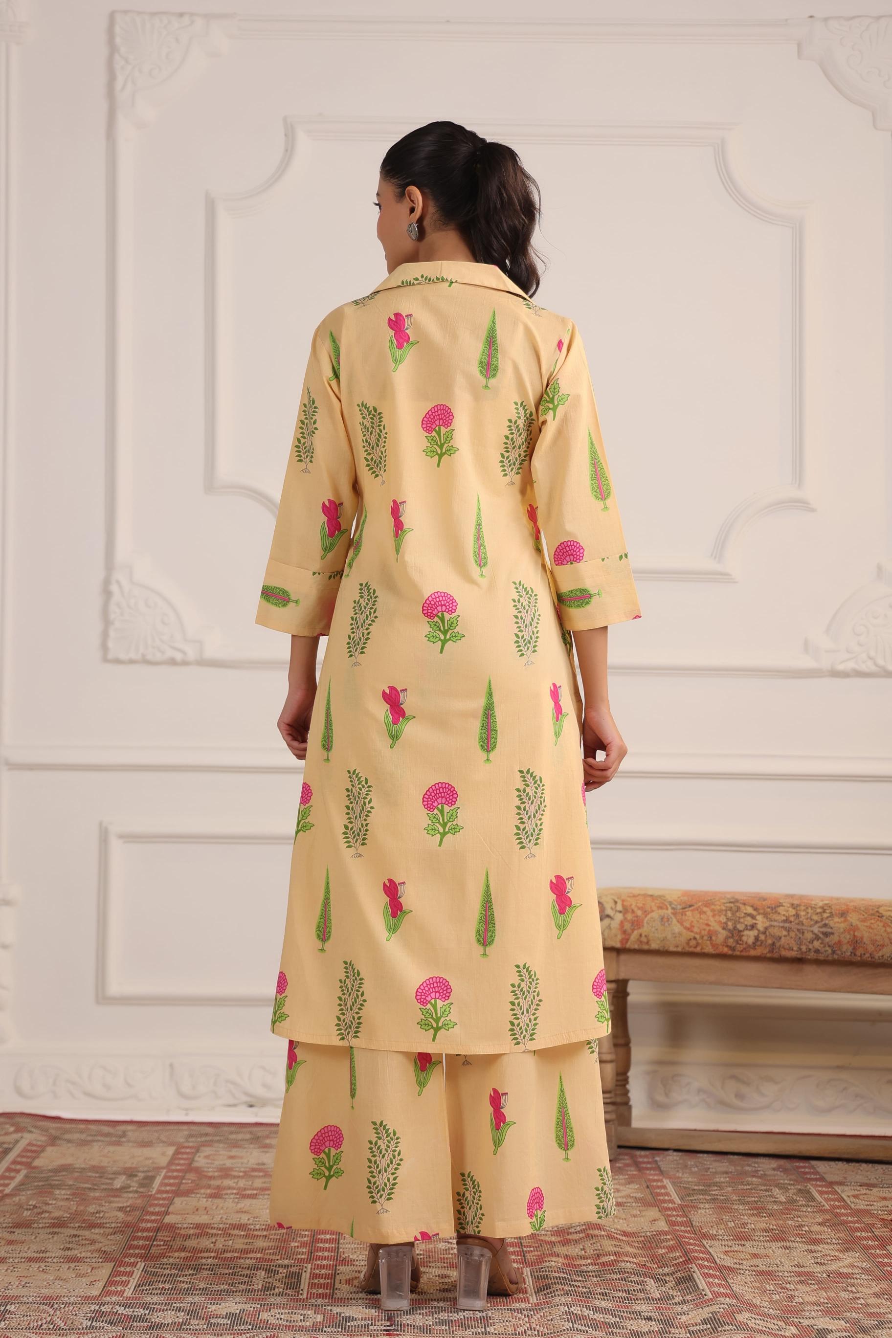 Dark Vanilla Boota Cotton Co-ord Set