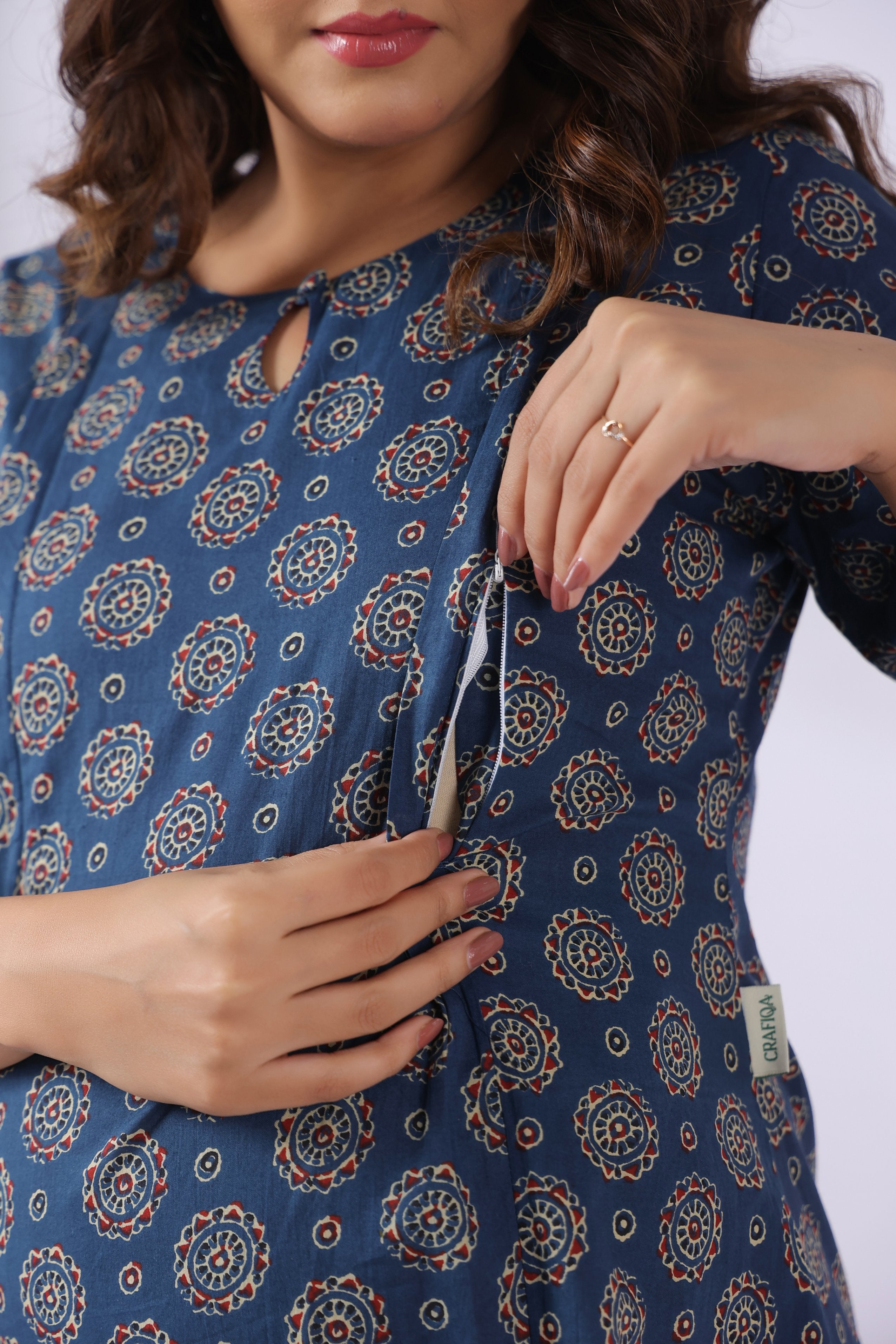 Indigo Mandala Bloom Cotton Maternity - Nursing Co-ord Set