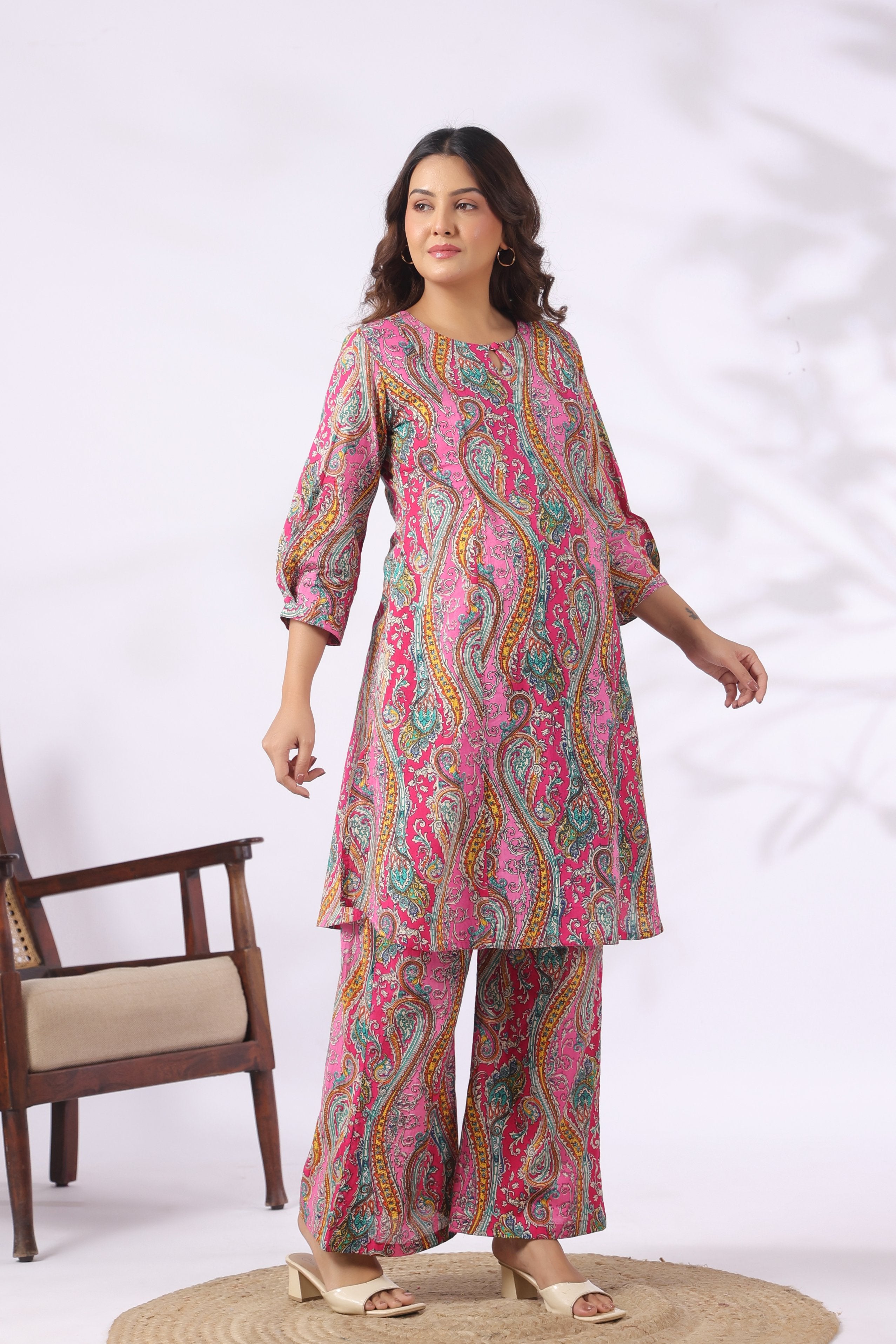 Maharani Paisley Splash Cotton Maternity - Nursing Co-ord Set