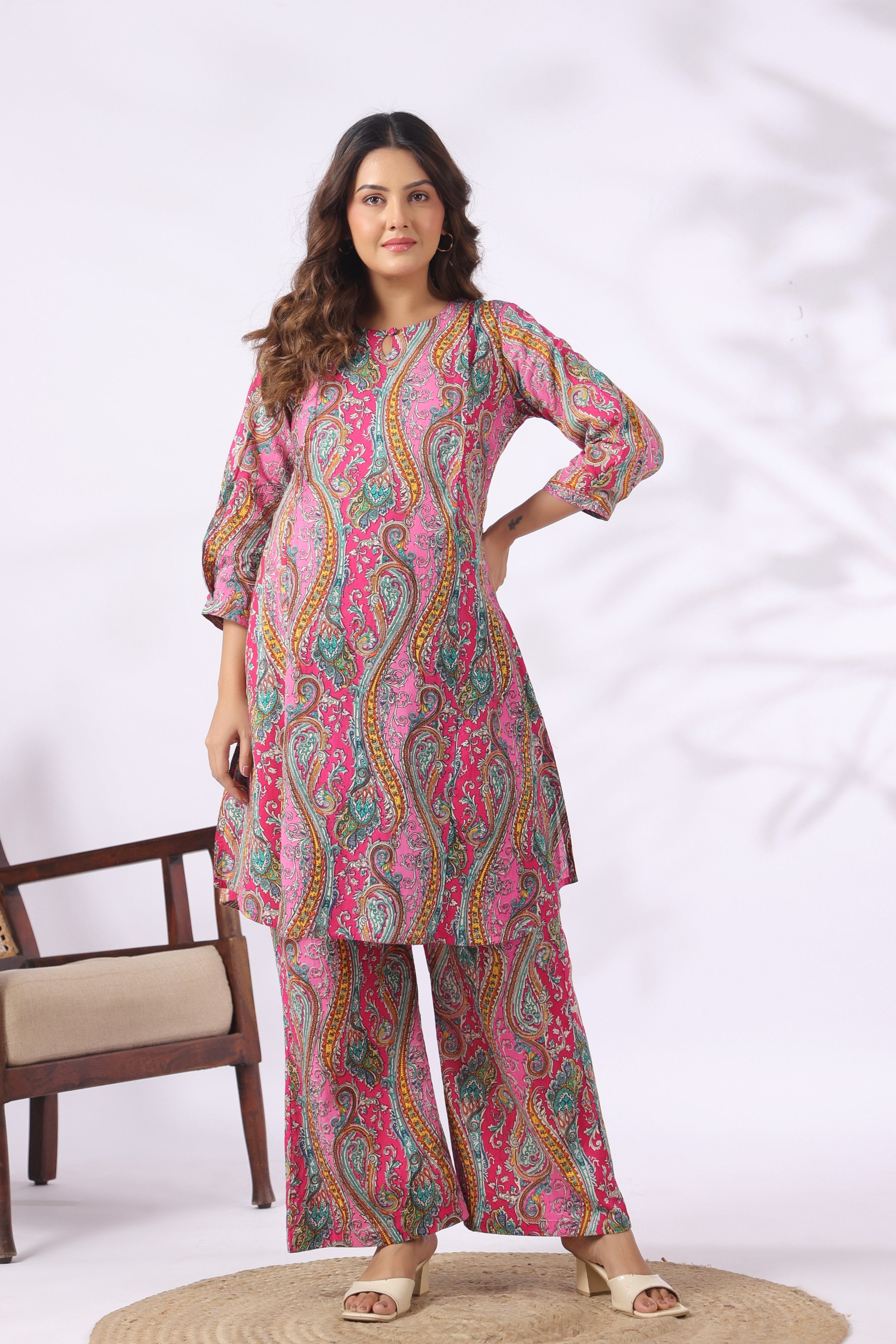 Maharani Paisley Splash Cotton Maternity - Nursing Co-ord Set
