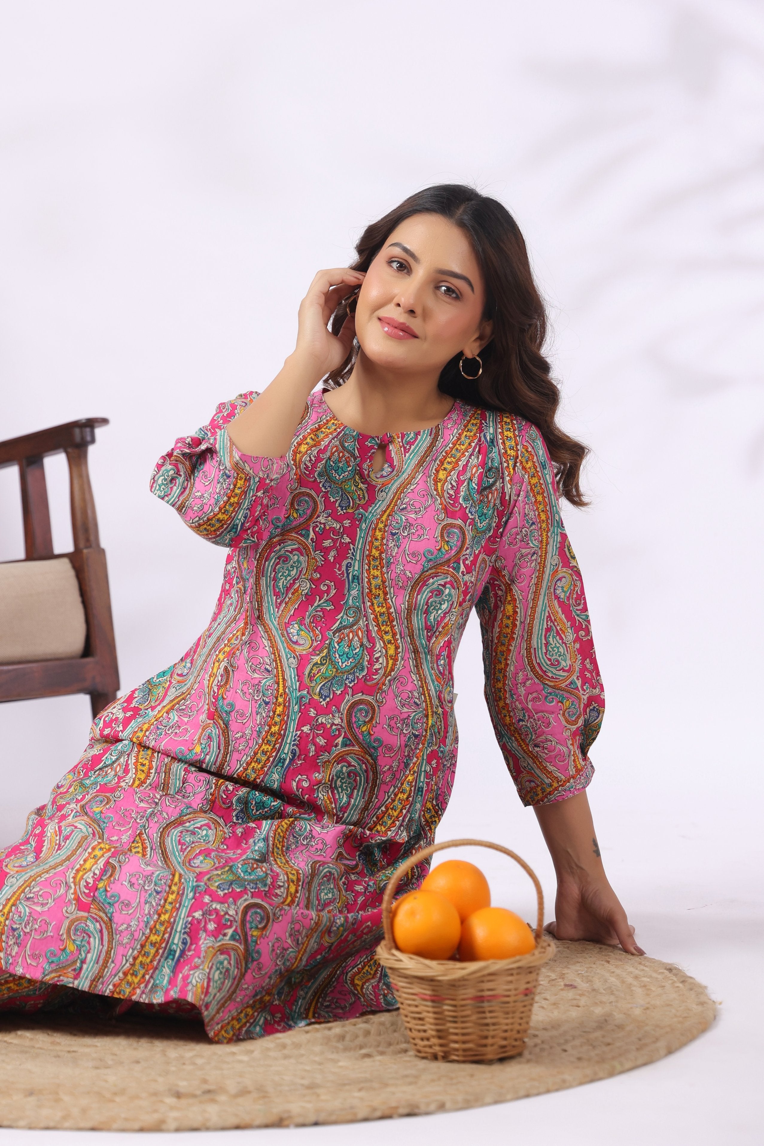 Maharani Paisley Splash Cotton Maternity - Nursing Co-ord Set