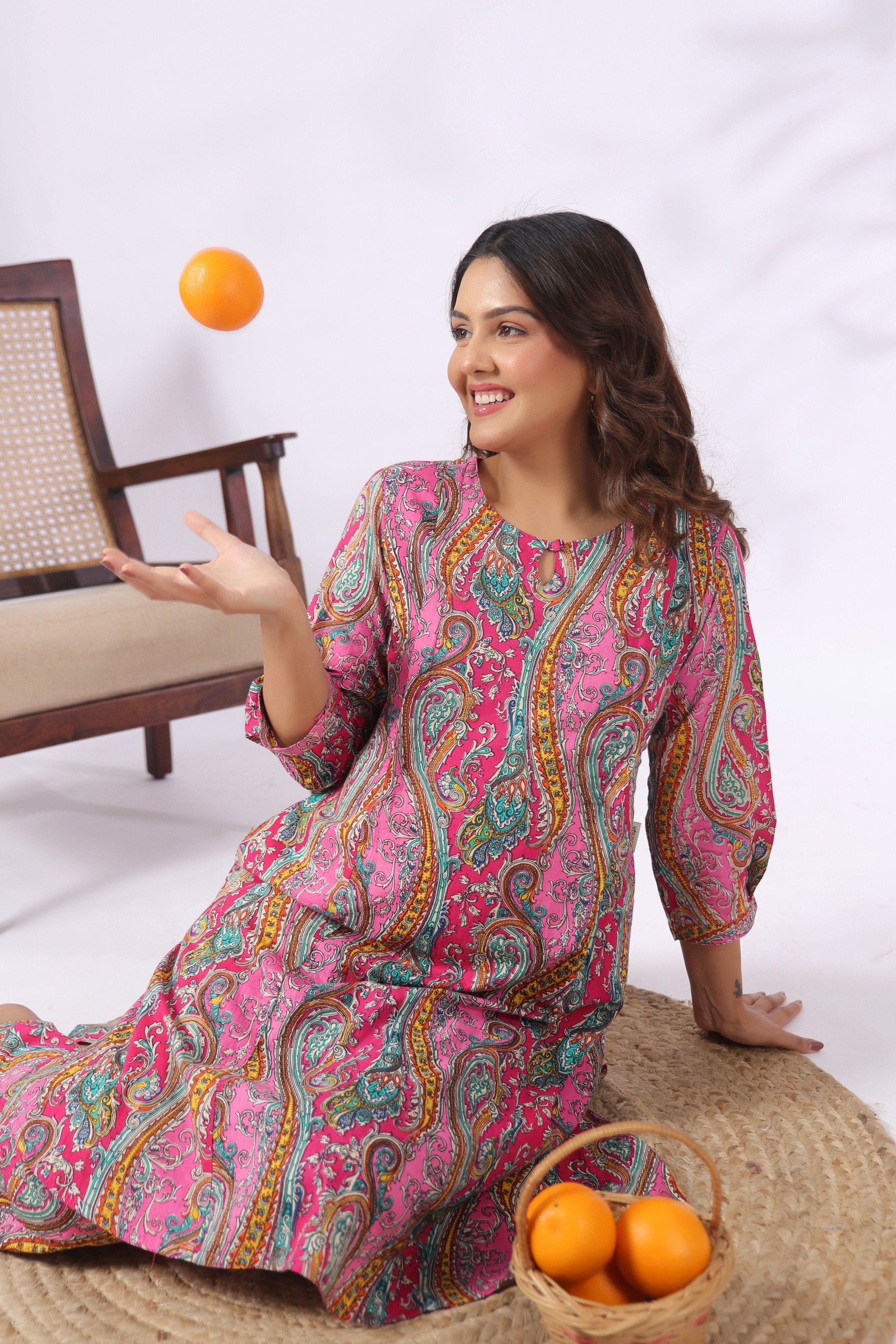 Maharani Paisley Splash Cotton Maternity - Nursing Co-ord Set