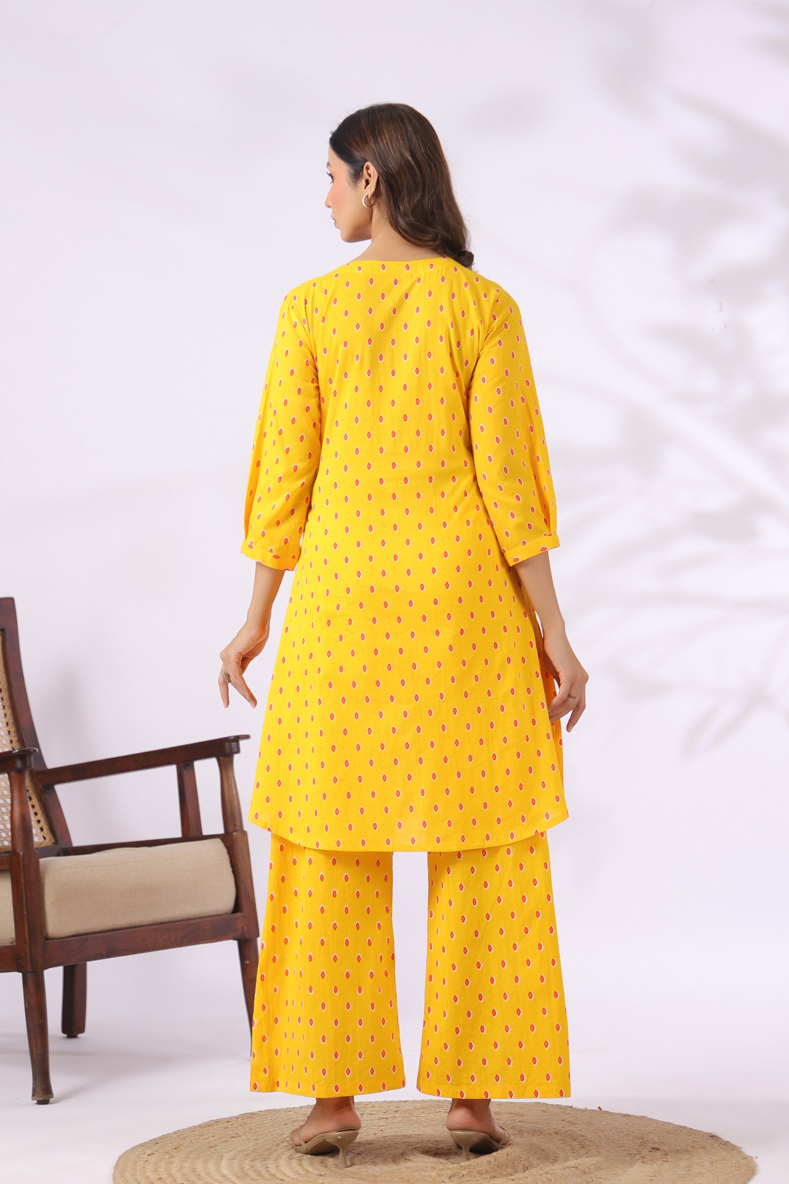 Marigold Bandhej Cotton Maternity - Nursing Co-ord Set