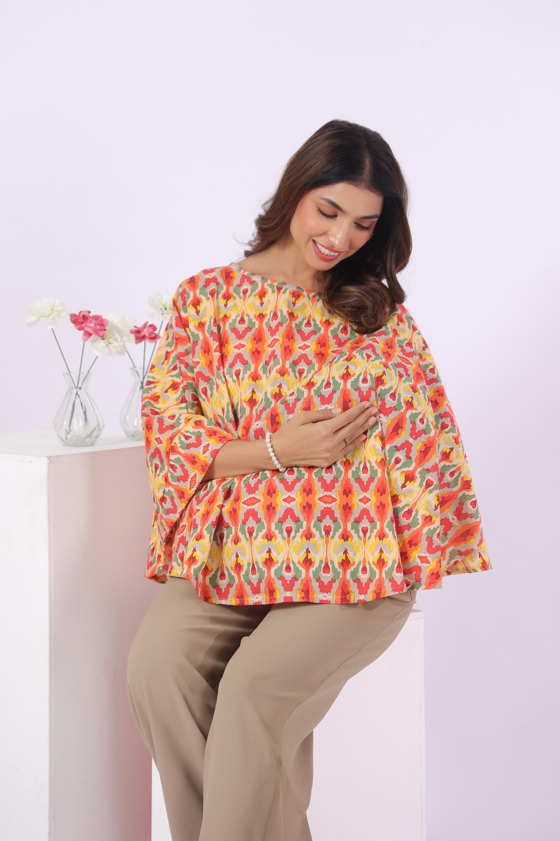 Rangrez Ikat Cotton Nursing Cover (One-Size)