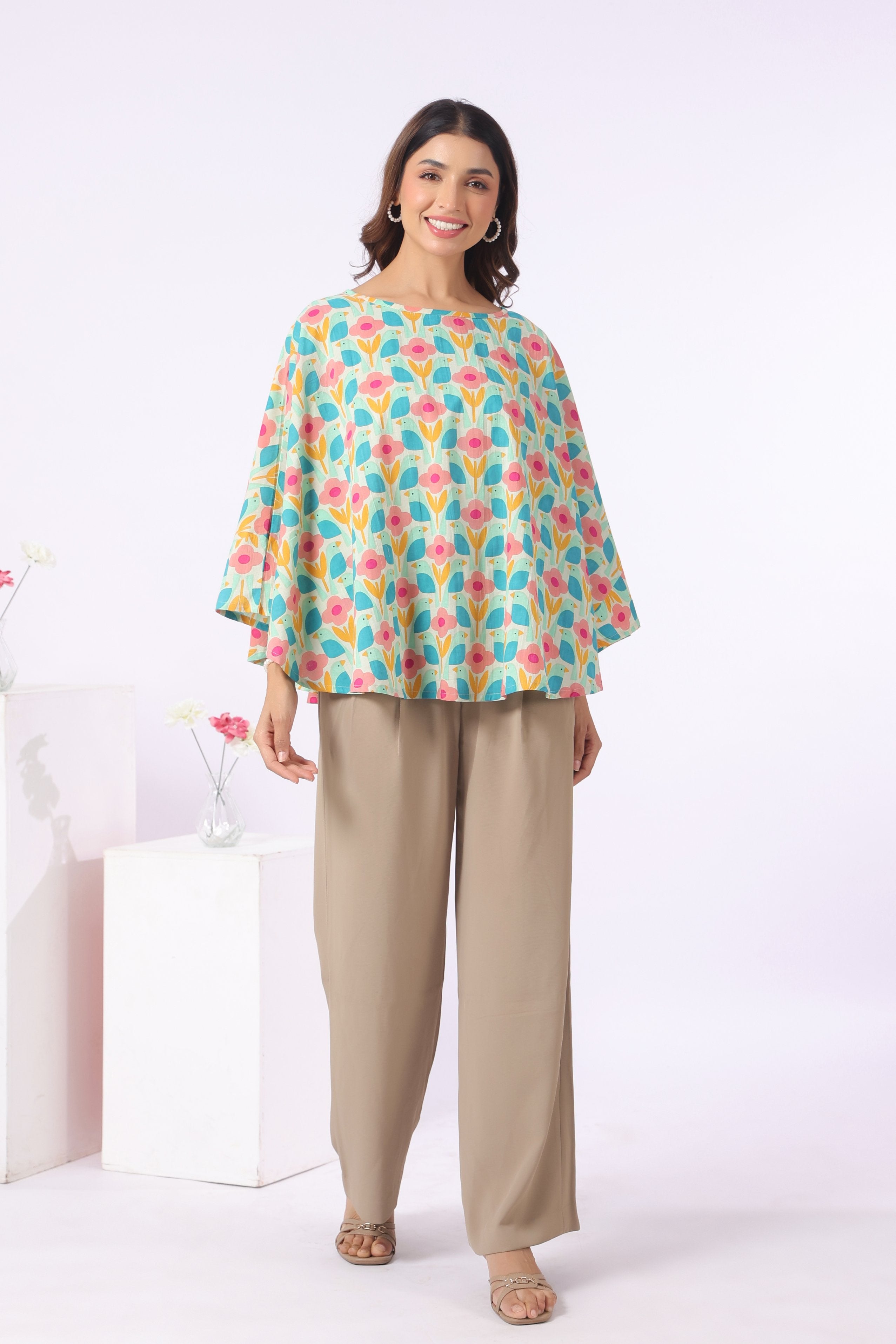 Spring Birdscape Cotton Nursing Cover (One-Size)