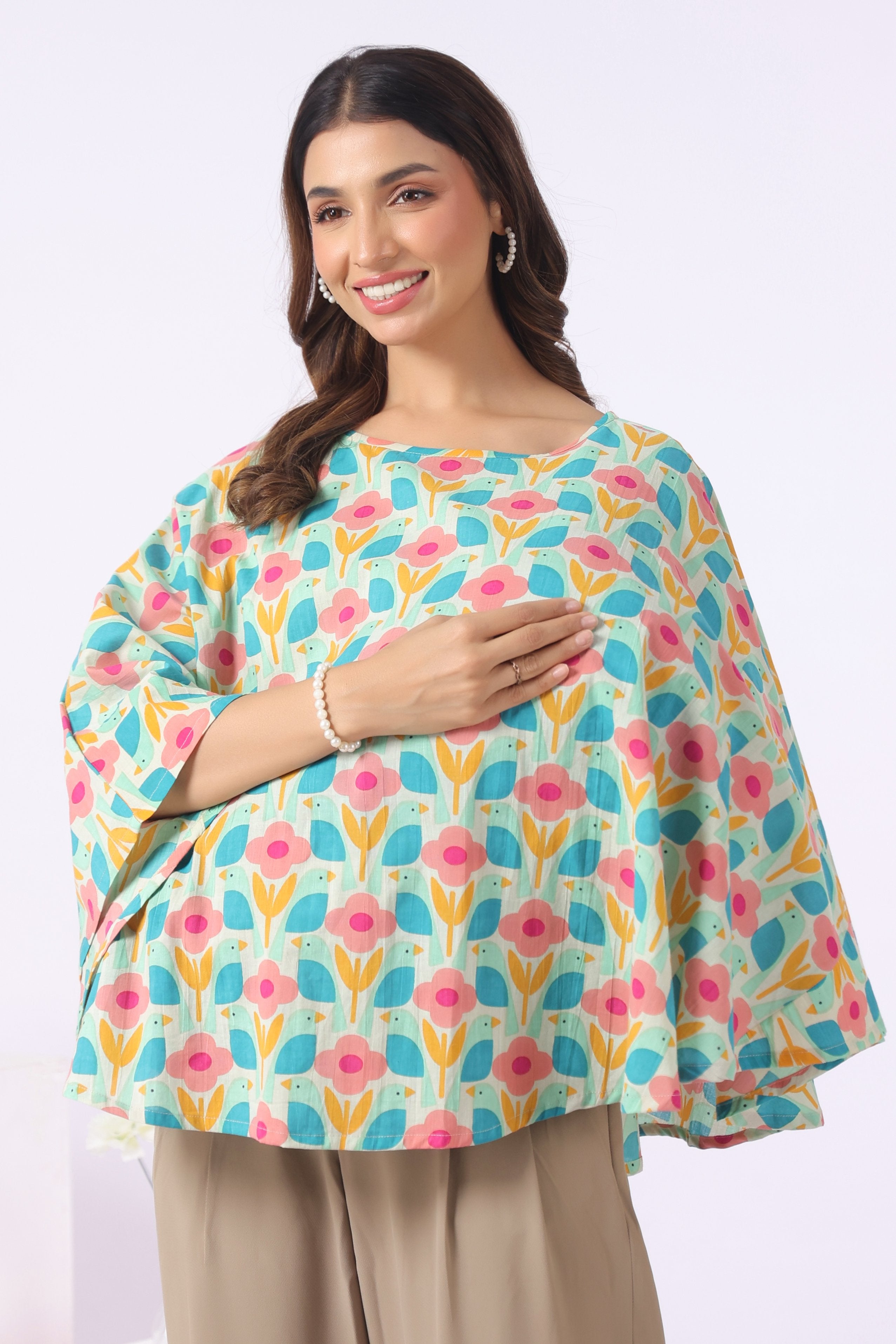 Spring Birdscape Cotton Nursing Cover (One-Size)