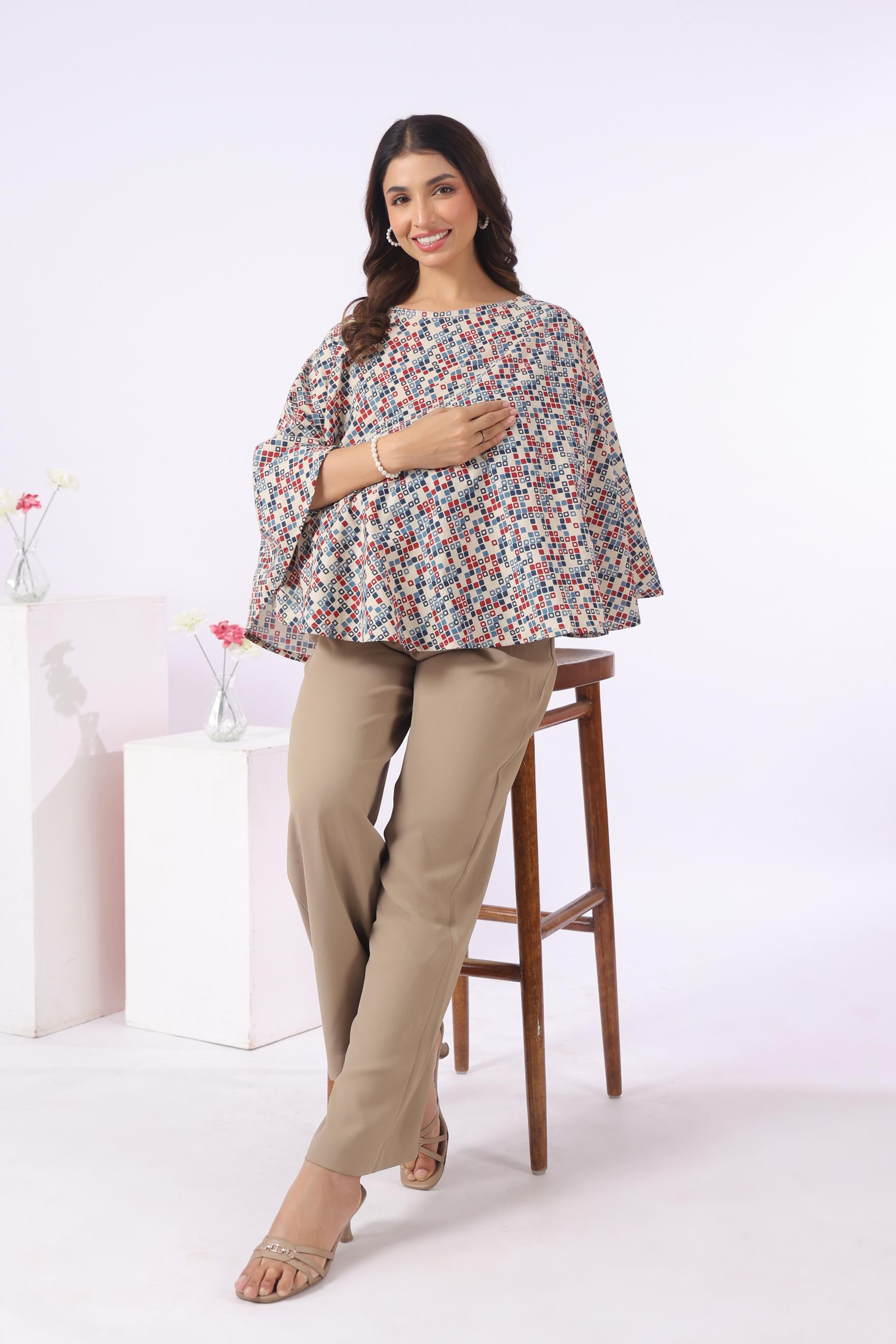 Retro Squares Cotton Nursing Cover (One-Size)