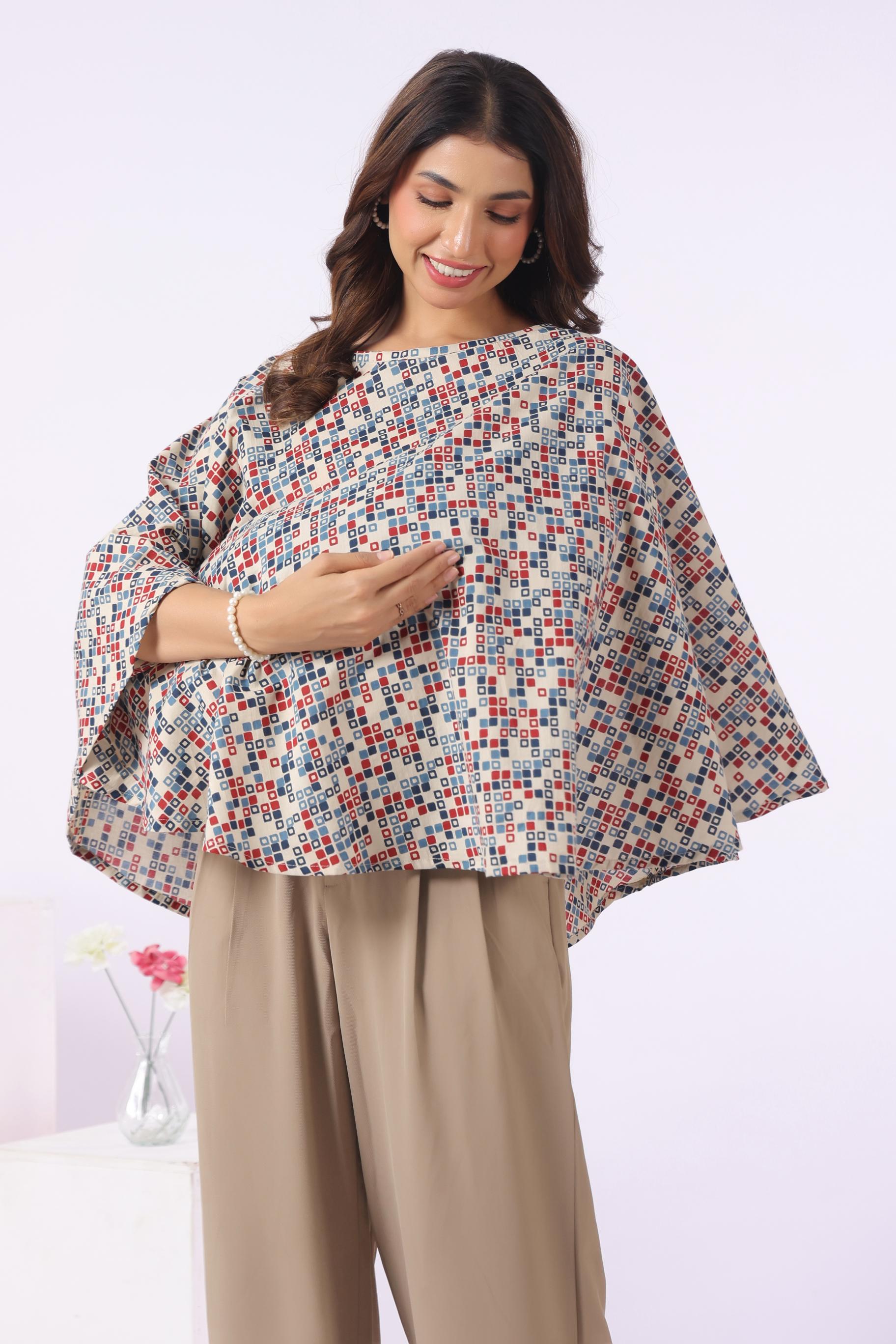 Retro Squares Cotton Nursing Cover (One-Size)