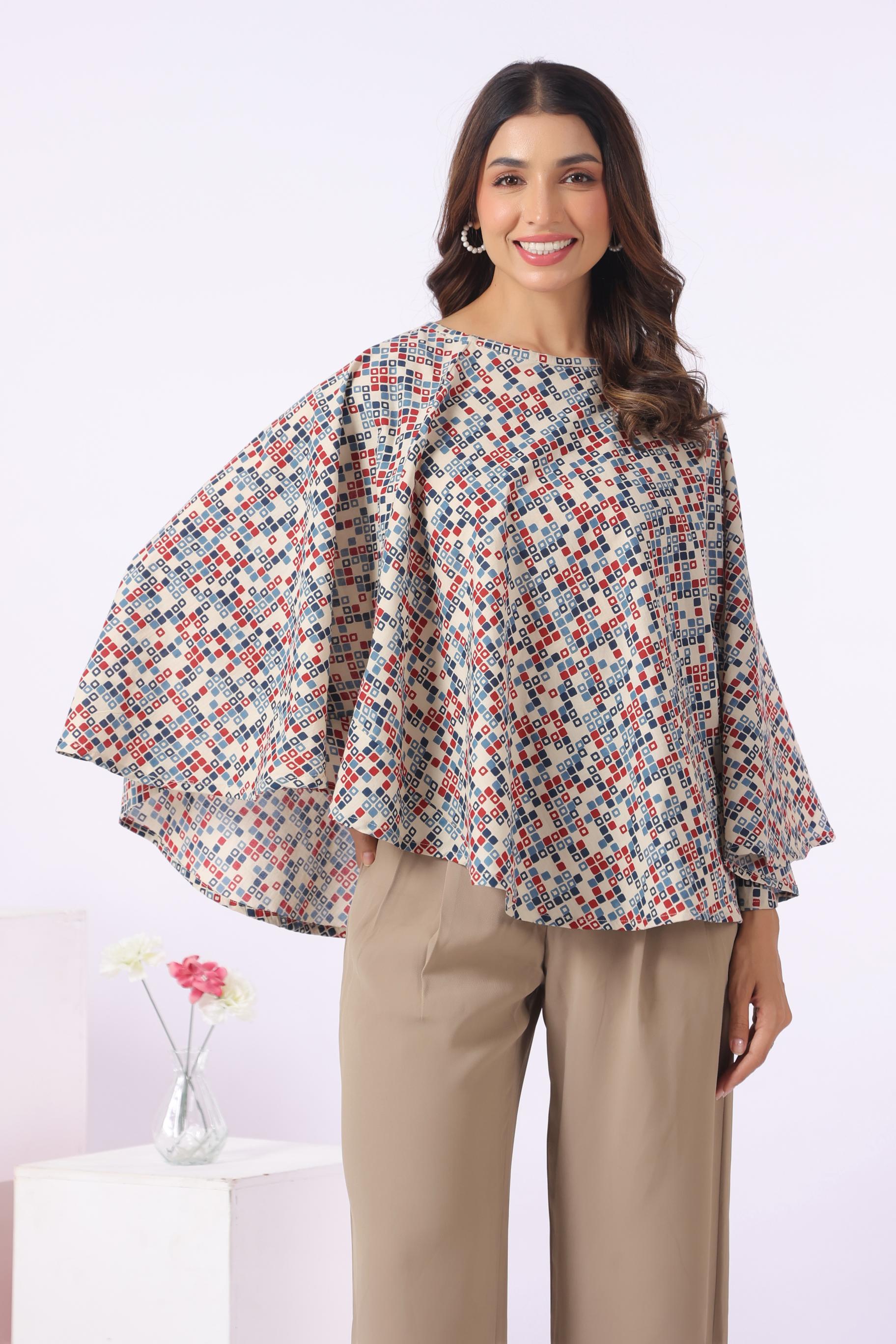 Retro Squares Cotton Nursing Cover (One-Size)