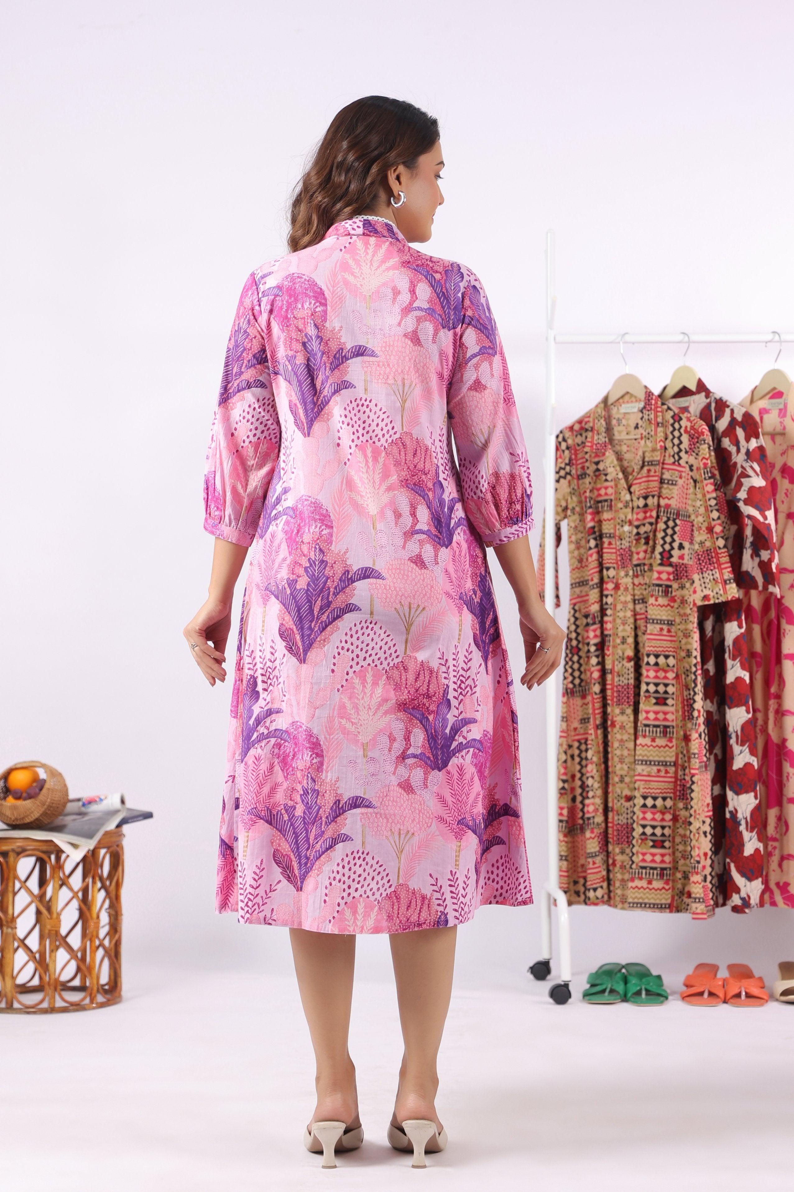 Lavender Bloom Garden Cotton Maternity - Nursing Dress