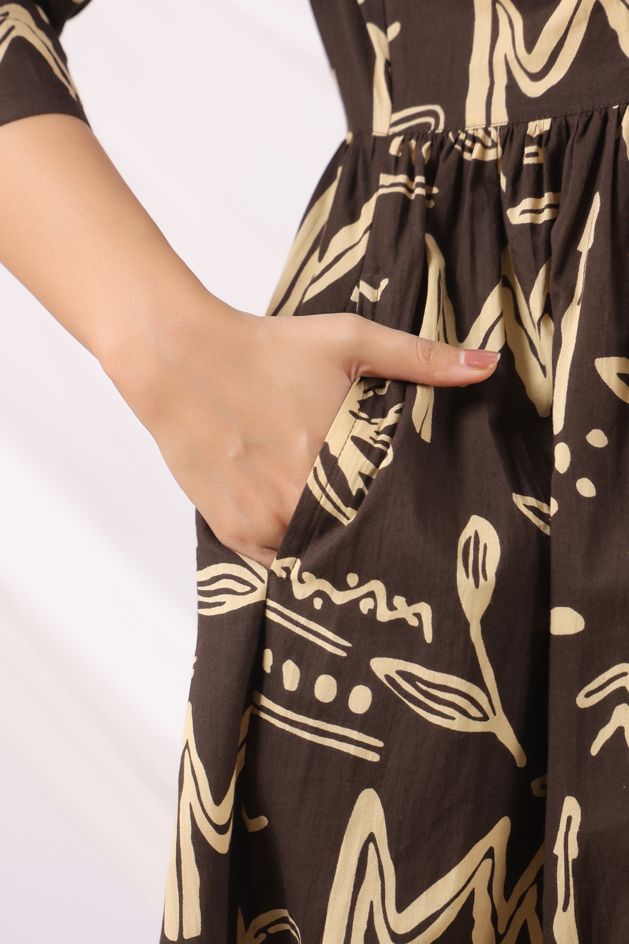 Black Ink Garden Cotton Maternity - Nursing Dress