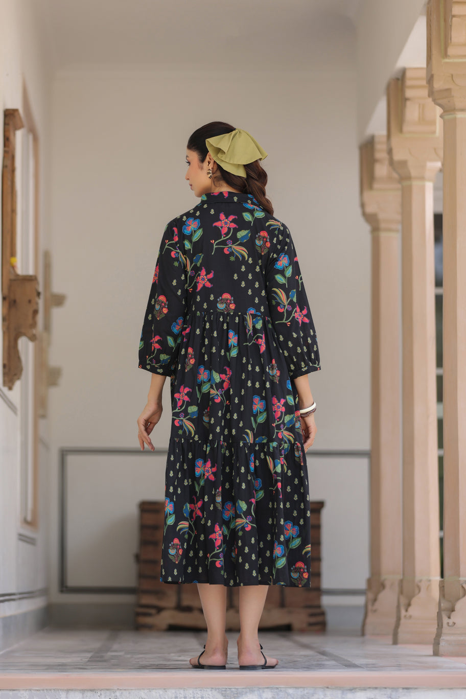 Wildflower Noir Cotton Maternity - Nursing Dress