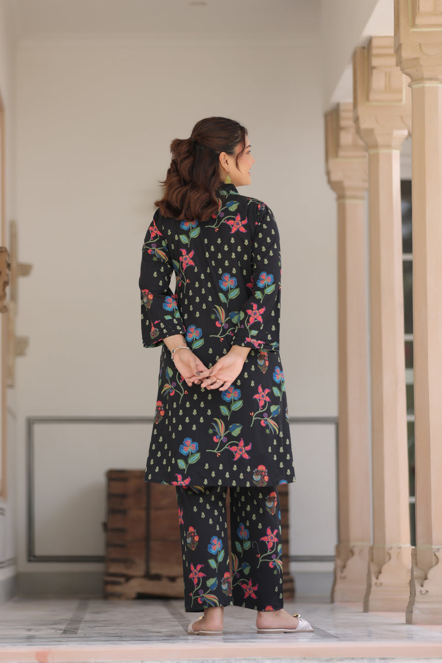 Wildflower Noir Cotton Maternity - Nursing Co-ord Set