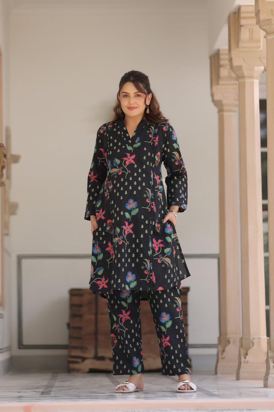Wildflower Noir Cotton Maternity - Nursing Co-ord Set