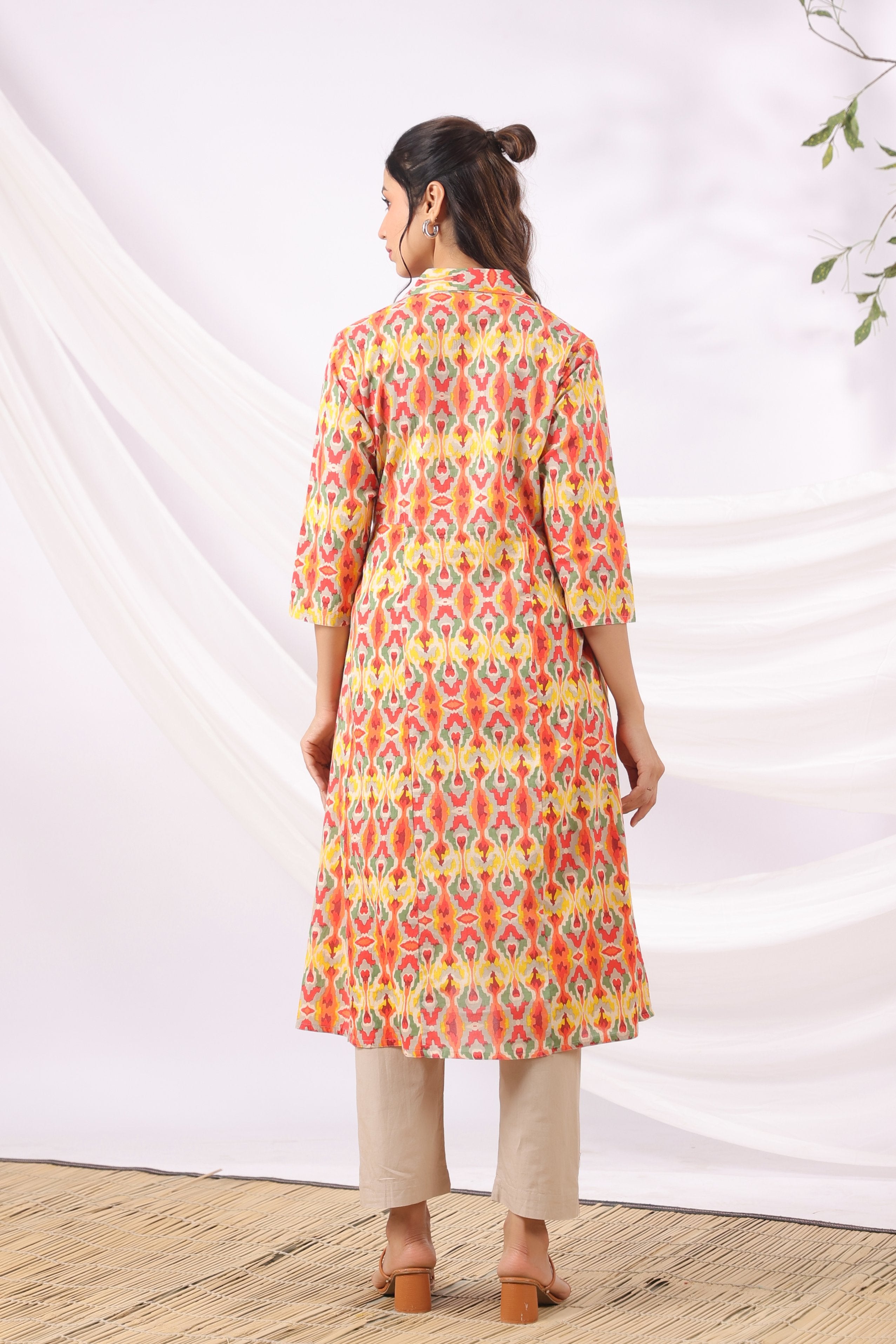 Rangrez Ikat Cotton Maternity - Nursing Kurta