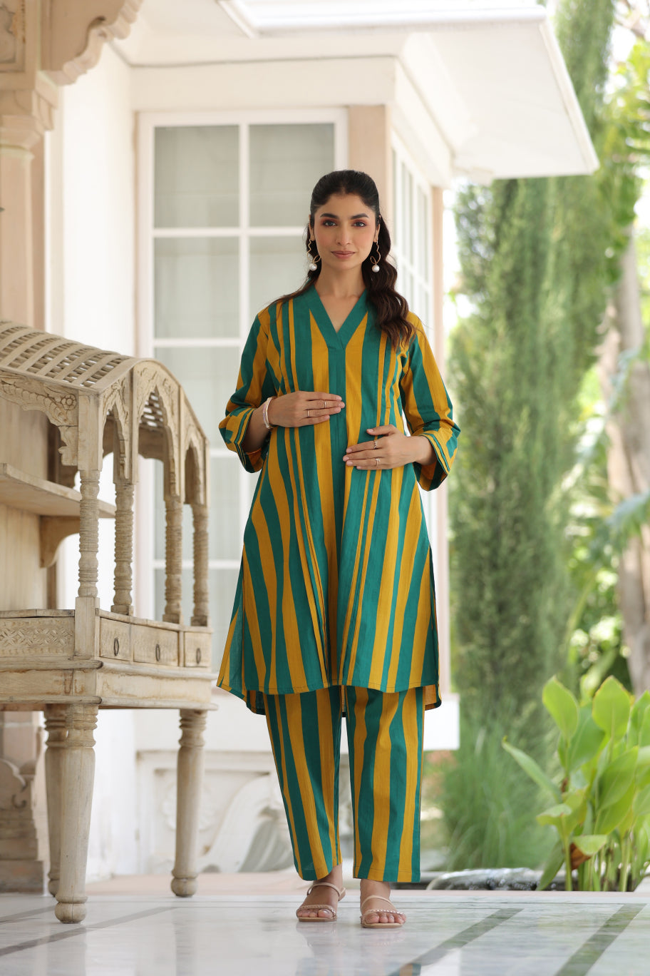 Prism Stripe Cotton Maternity - Nursing Co-ord Set