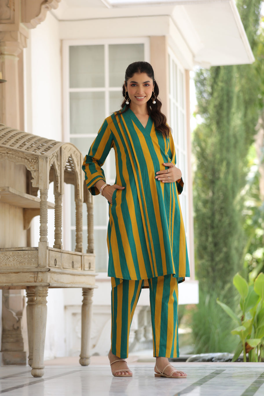 Prism Stripe Cotton Maternity - Nursing Co-ord Set
